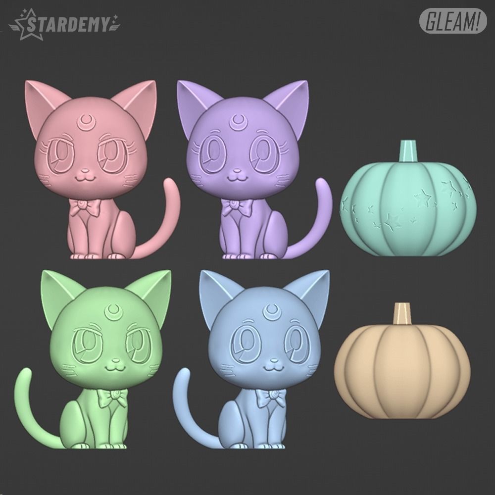 HALLOWEEN LUNA ARTEMIS 2 Expressions SAILOR MOON PUMPKIN CAT 3D print model_6