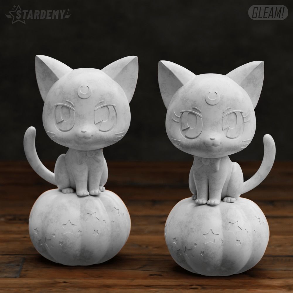 HALLOWEEN LUNA ARTEMIS 2 Expressions SAILOR MOON PUMPKIN CAT 3D print model_9