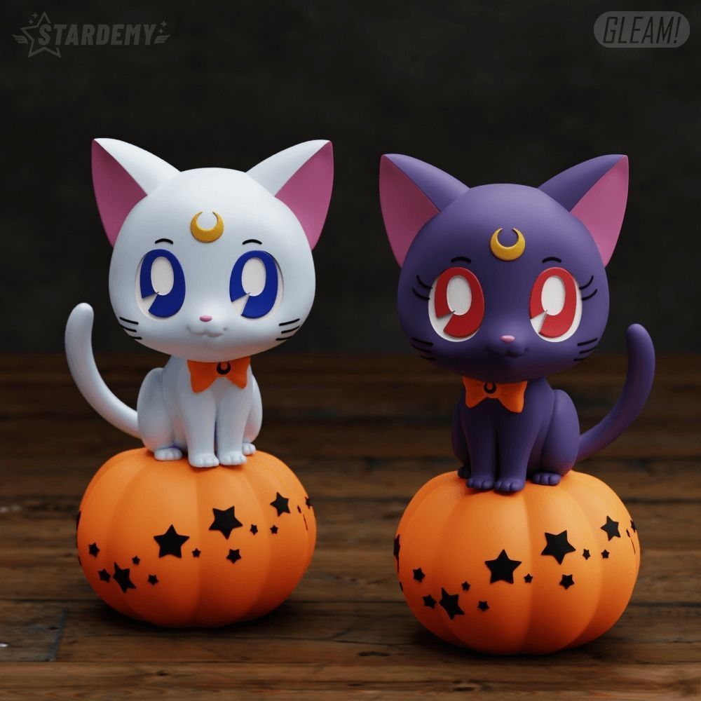 HALLOWEEN LUNA ARTEMIS 2 Expressions SAILOR MOON PUMPKIN CAT 3D print model_1