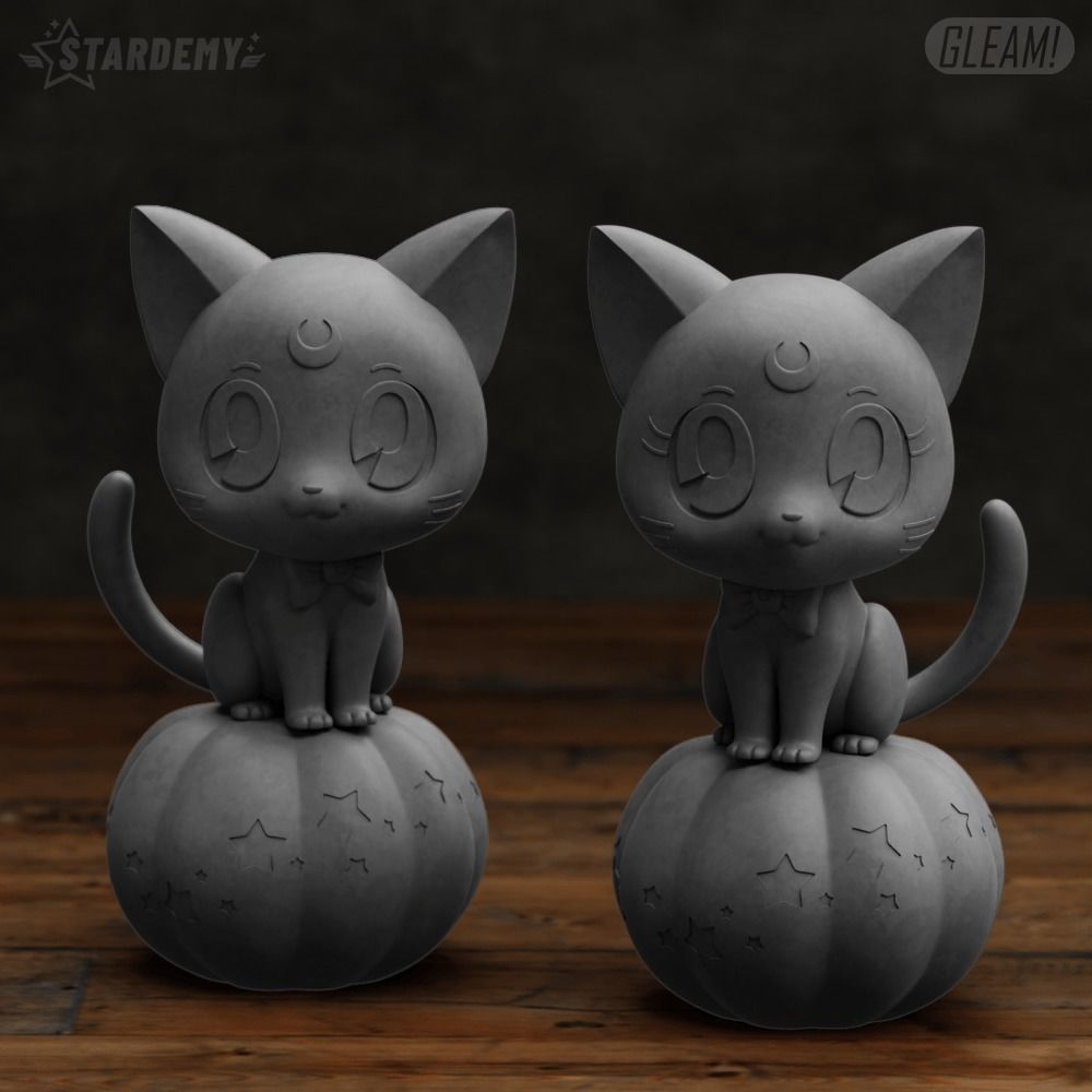 HALLOWEEN LUNA ARTEMIS 2 Expressions SAILOR MOON PUMPKIN CAT 3D print model_7