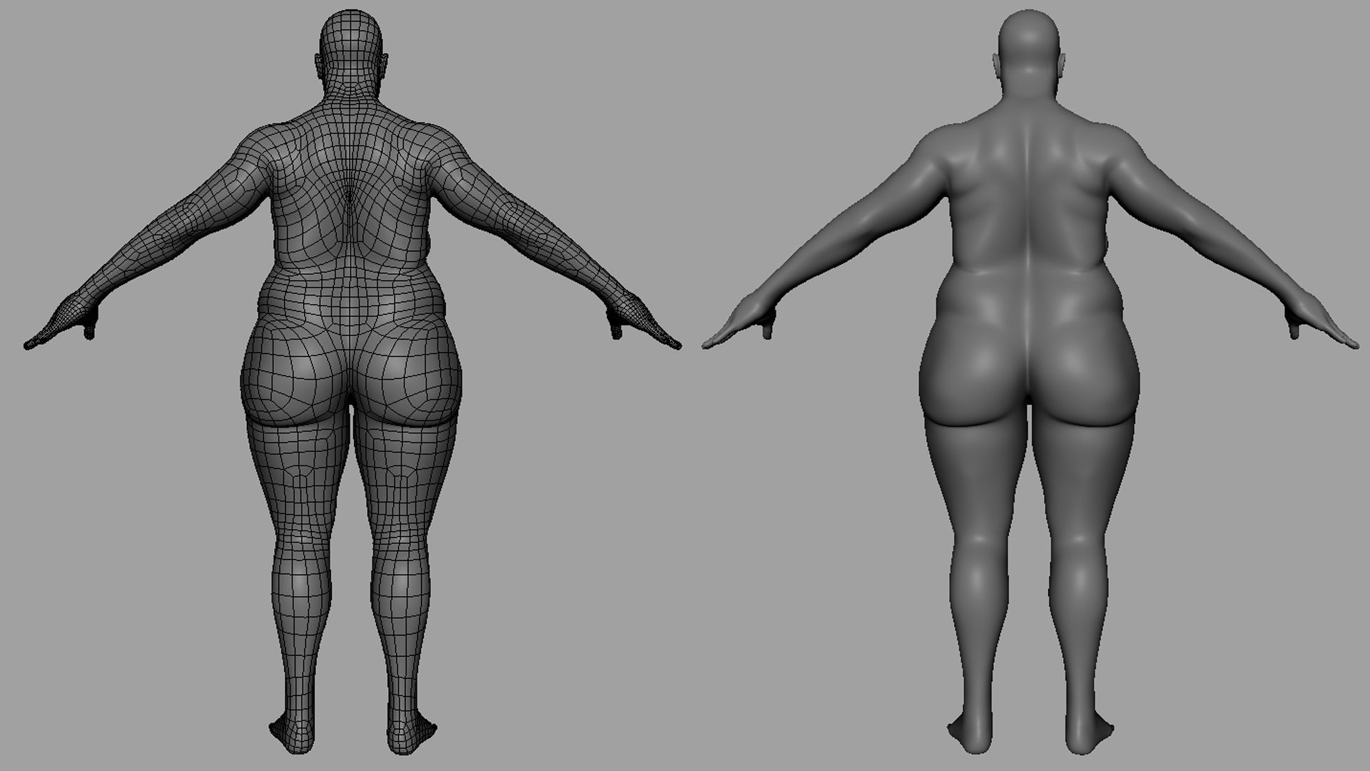 Fat Male n Female BaseMesh 3D Model Collection_8