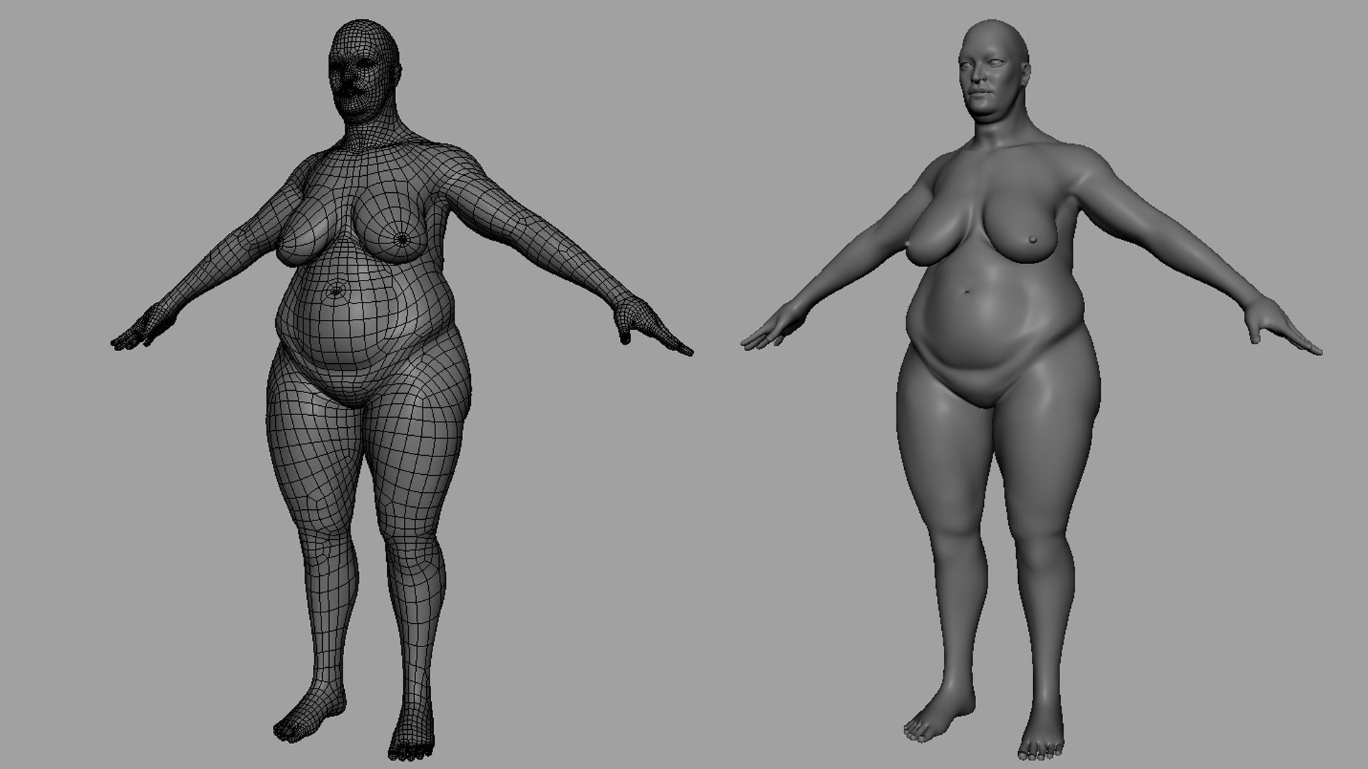 Fat Male n Female BaseMesh 3D Model Collection_5