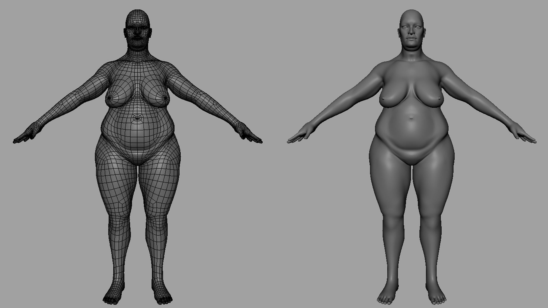 Fat Male n Female BaseMesh 3D Model Collection_4