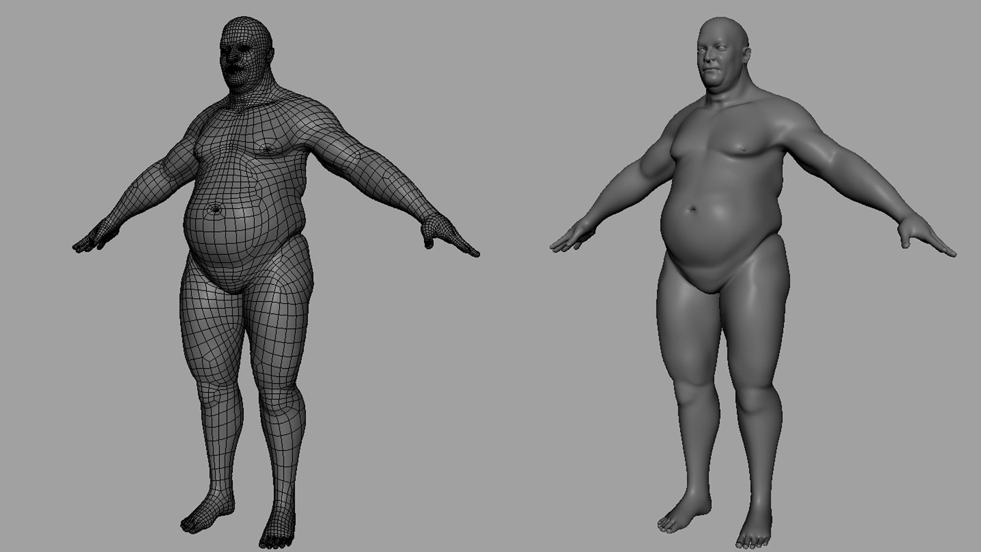 Fat Male n Female BaseMesh 3D Model Collection_11