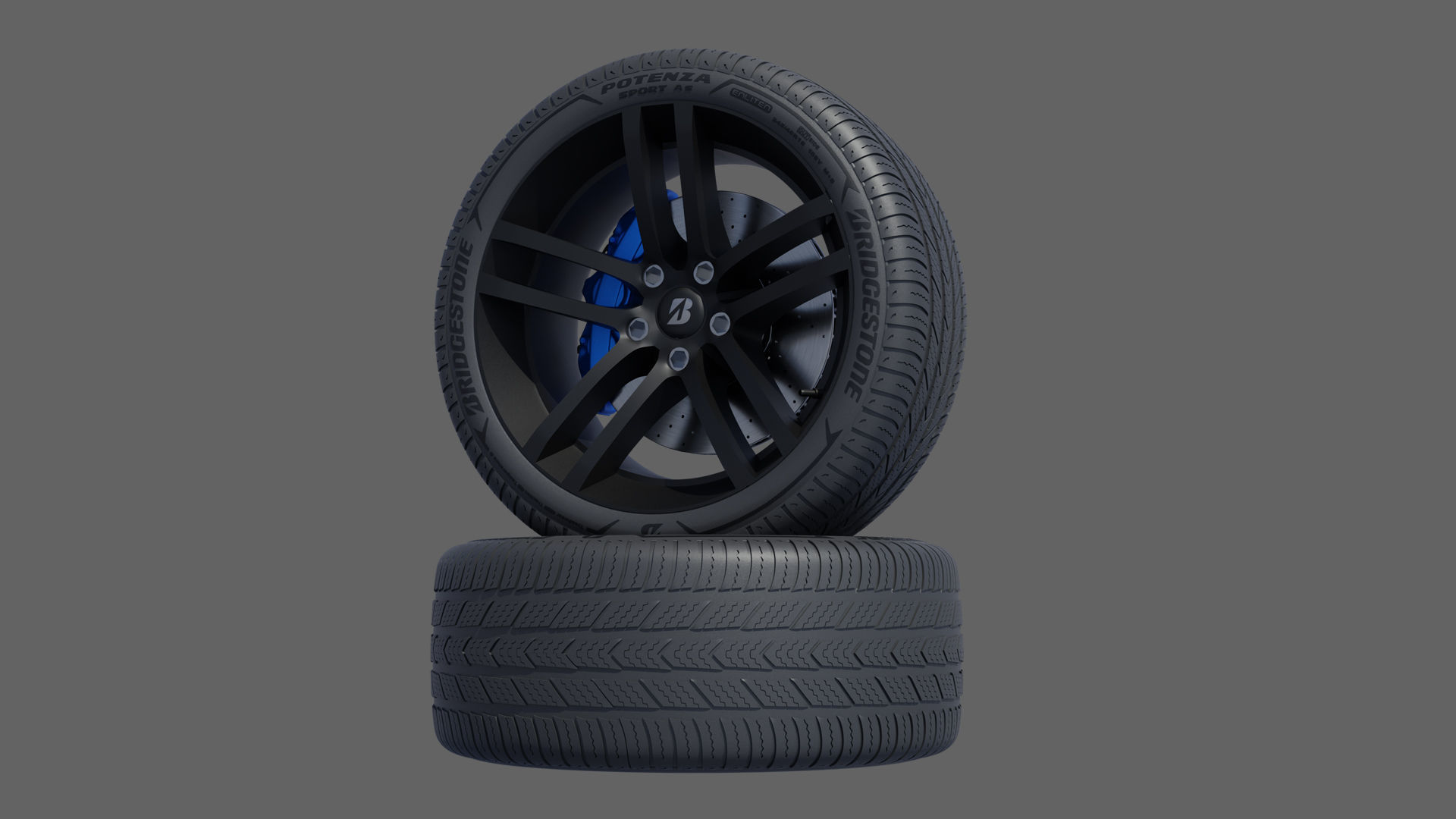 3d Wheel Model of Bridgestone POTENZA SPORT AS Low-poly 3D model_1