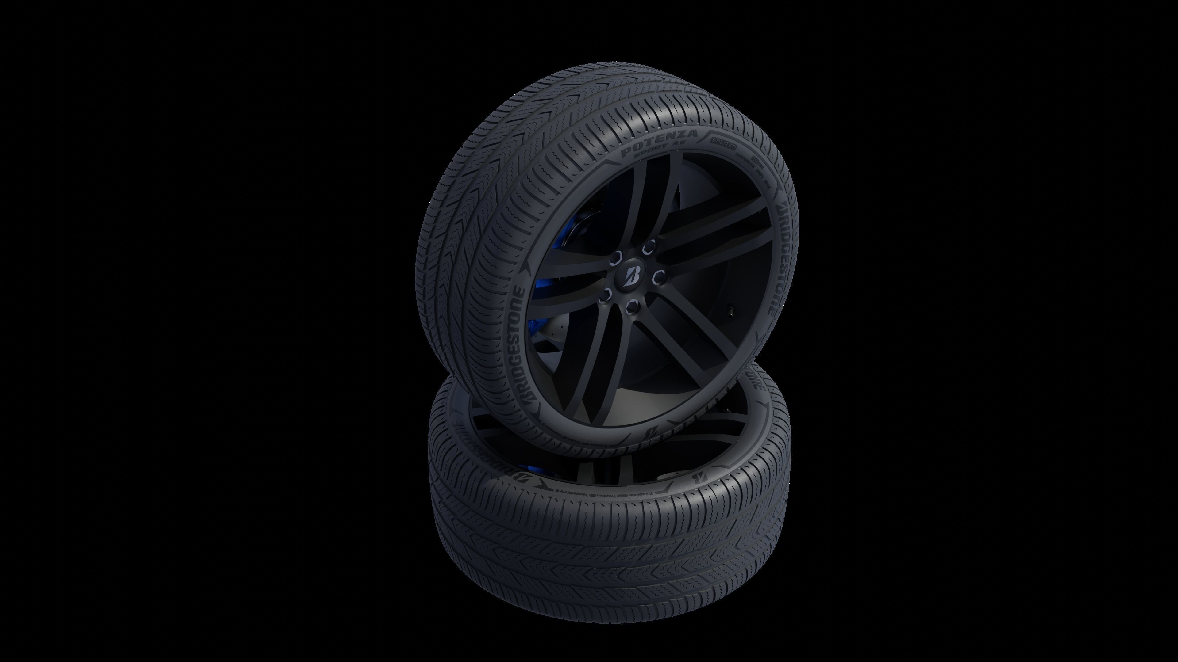 3d Wheel Model of Bridgestone POTENZA SPORT AS Low-poly 3D model_11