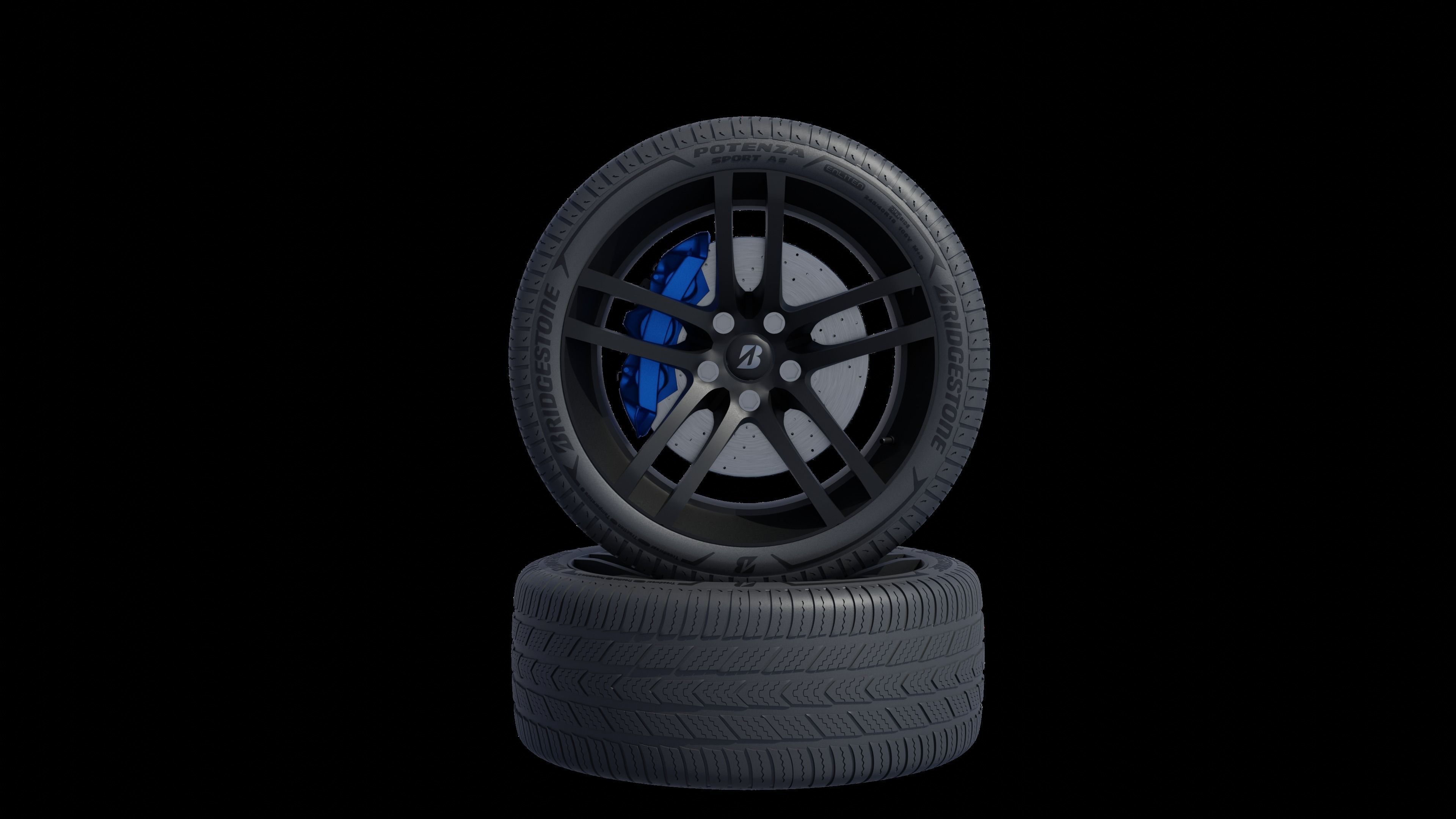 3d Wheel Model of Bridgestone POTENZA SPORT AS Low-poly 3D model_10