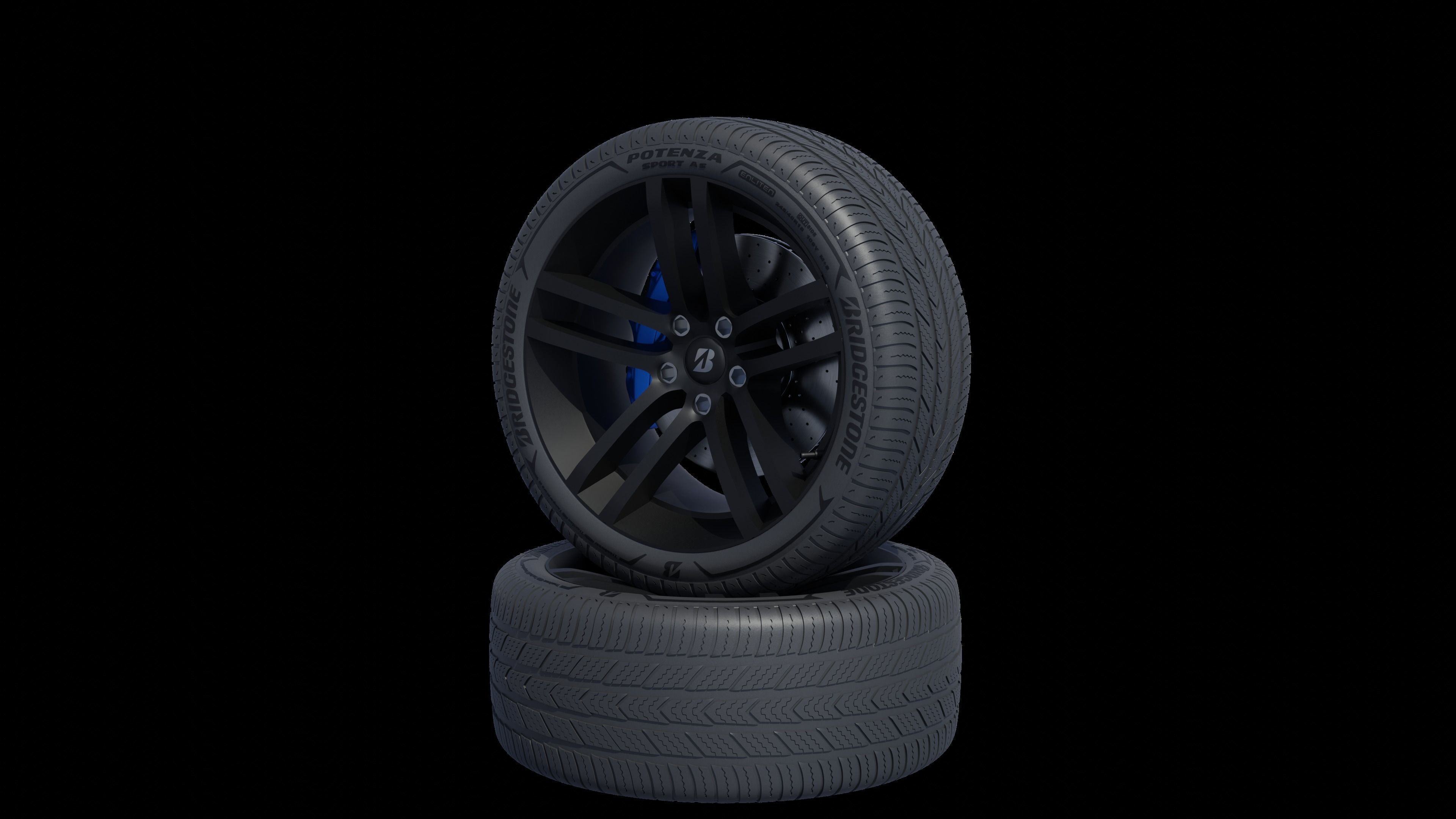 3d Wheel Model of Bridgestone POTENZA SPORT AS Low-poly 3D model_9