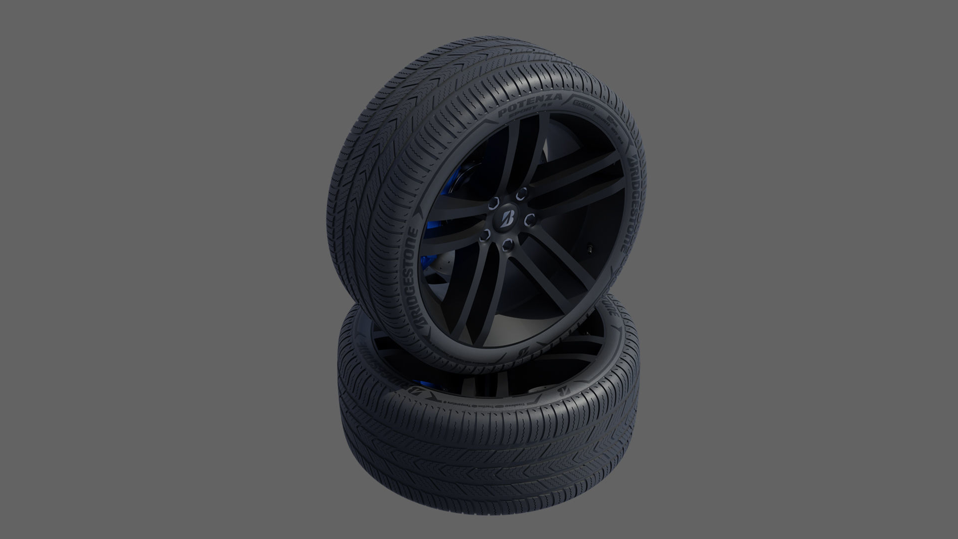 3d Wheel Model of Bridgestone POTENZA SPORT AS Low-poly 3D model_4
