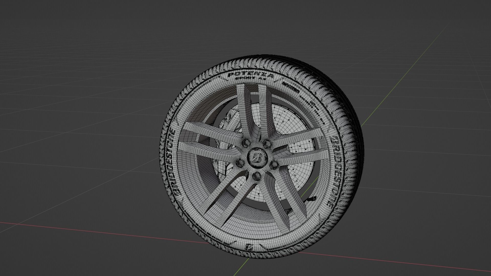 3d Wheel Model of Bridgestone POTENZA SPORT AS Low-poly 3D model_5