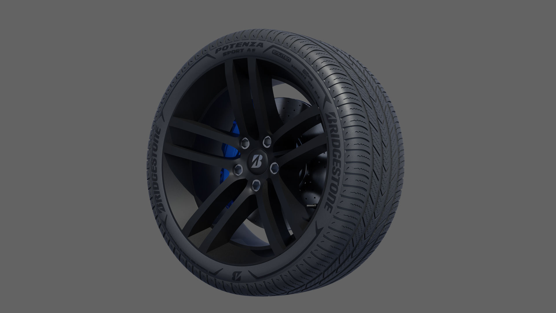 3d Wheel Model of Bridgestone POTENZA SPORT AS Low-poly 3D model_2