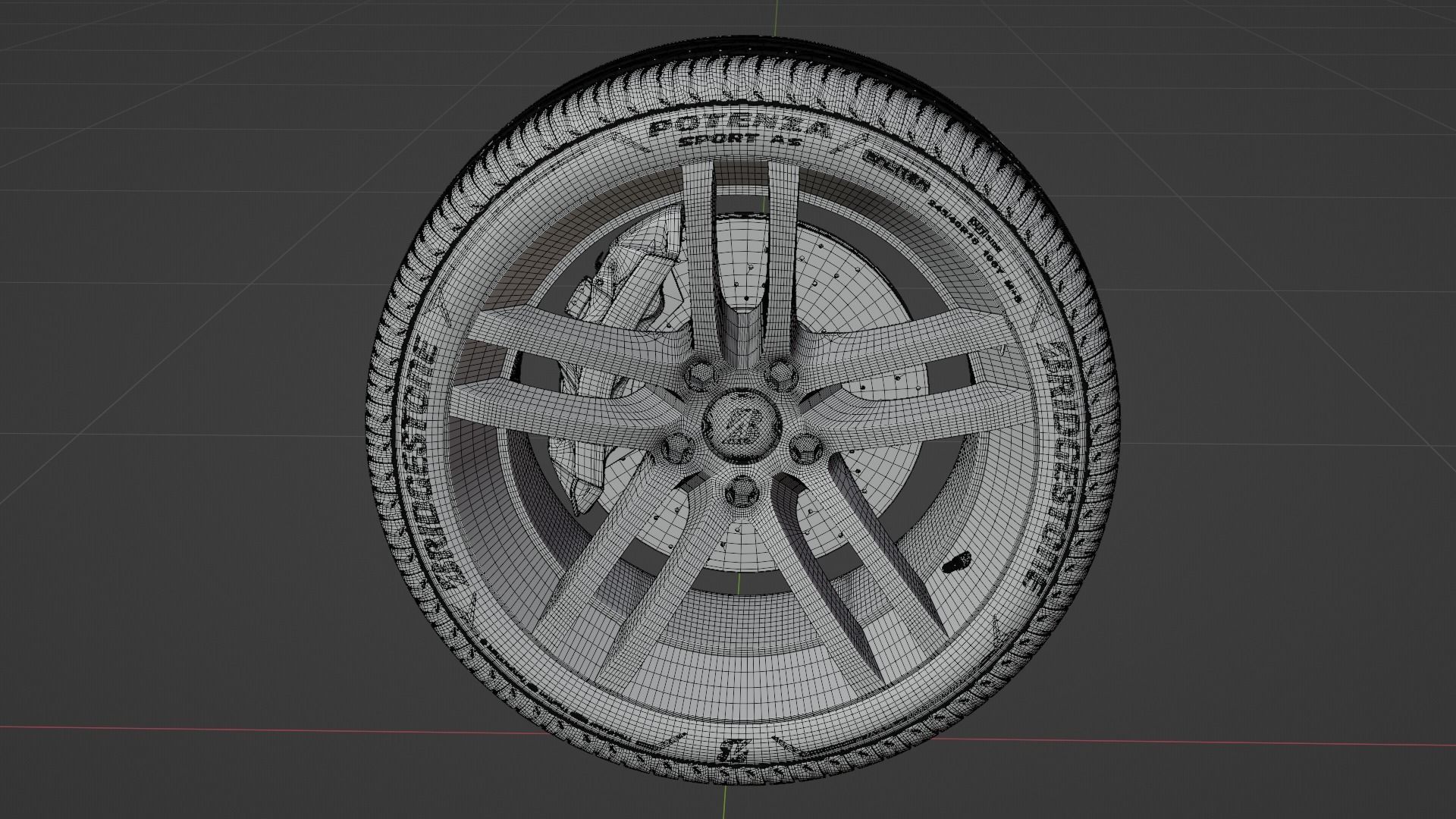 3d Wheel Model of Bridgestone POTENZA SPORT AS Low-poly 3D model_6