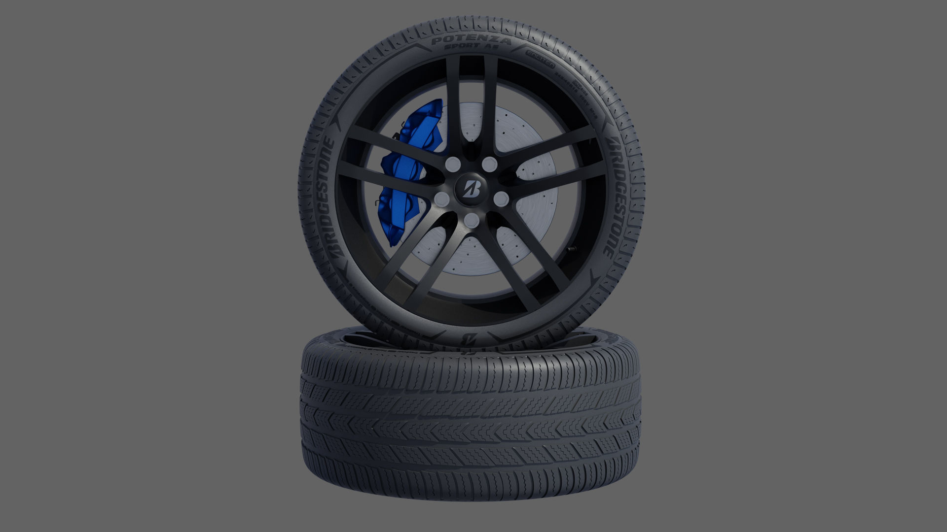 3d Wheel Model of Bridgestone POTENZA SPORT AS Low-poly 3D model_3