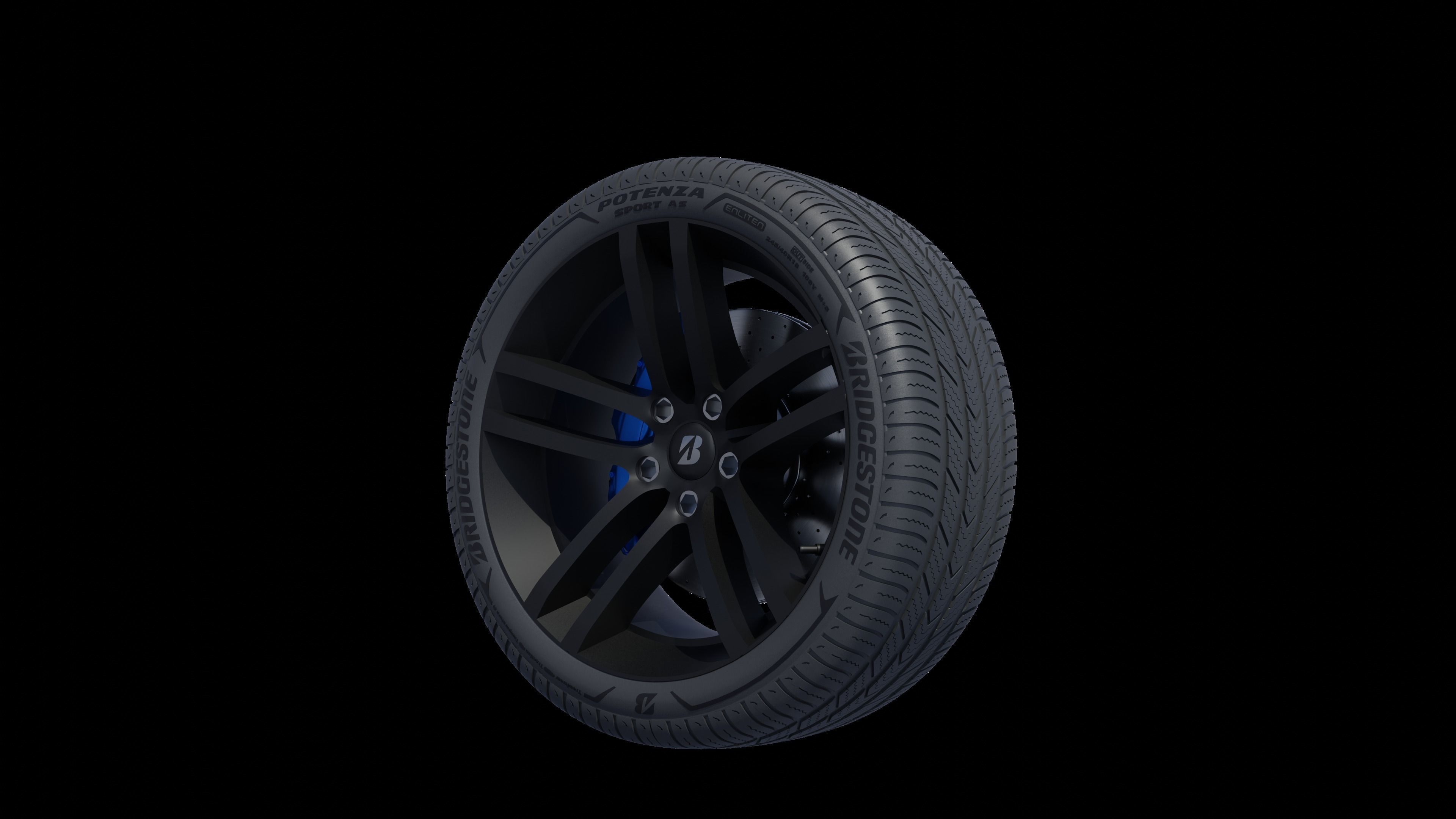 3d Wheel Model of Bridgestone POTENZA SPORT AS Low-poly 3D model_8