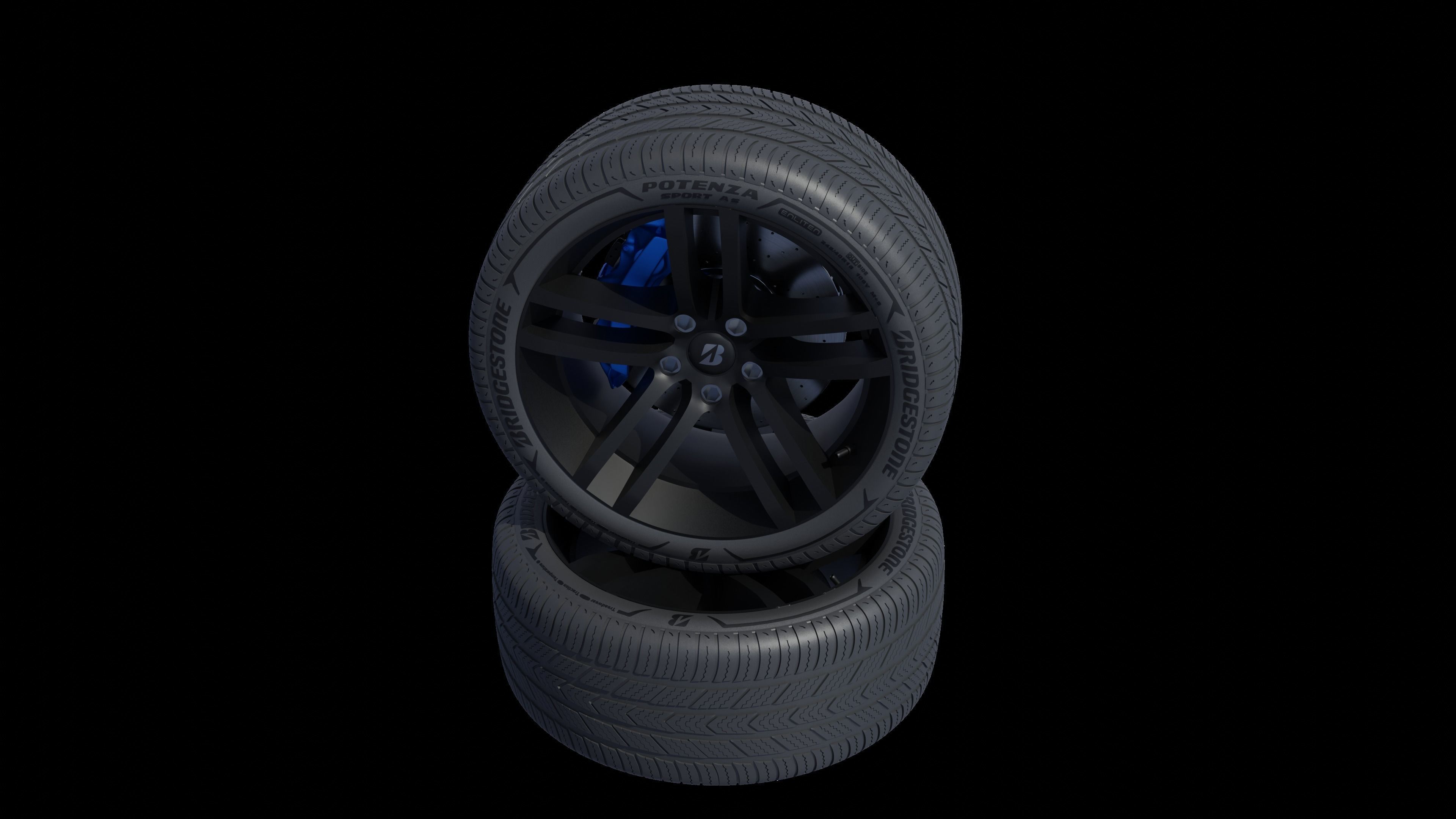 3d Wheel Model of Bridgestone POTENZA SPORT AS Low-poly 3D model_12