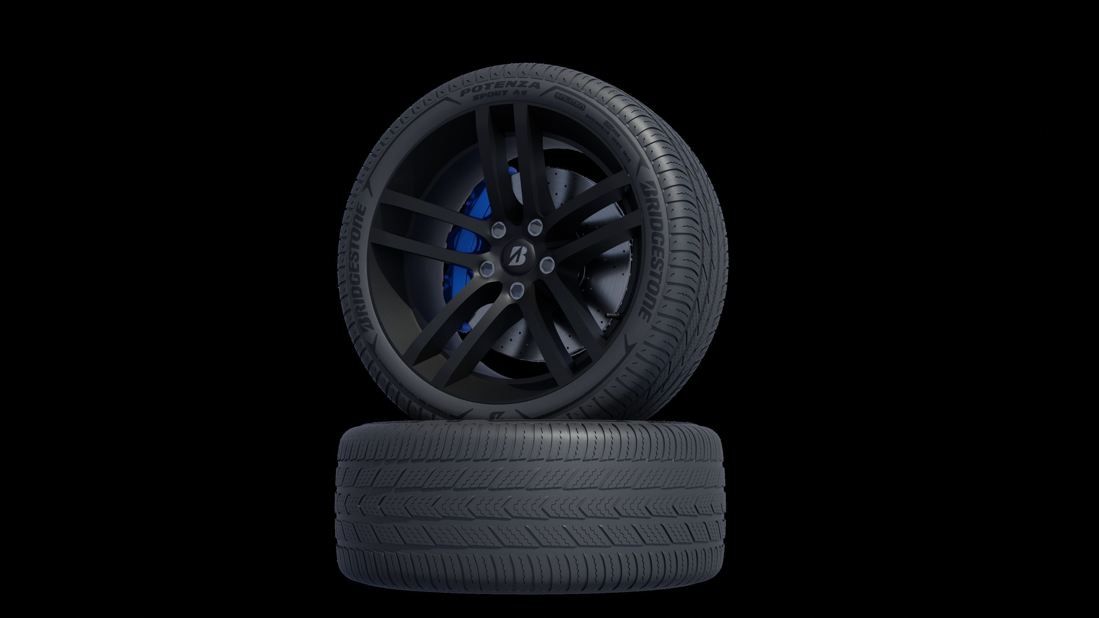 3d Wheel Model of Bridgestone POTENZA SPORT AS Low-poly 3D model_13