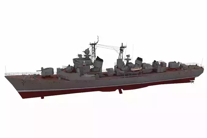 Kotlin-class destroyer Low-poly 3D model