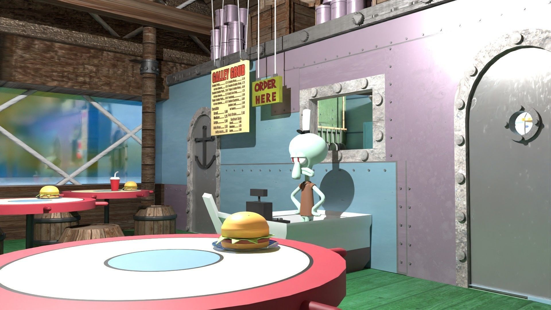 Krusty Krab ver 2 Low-poly 3D model_1