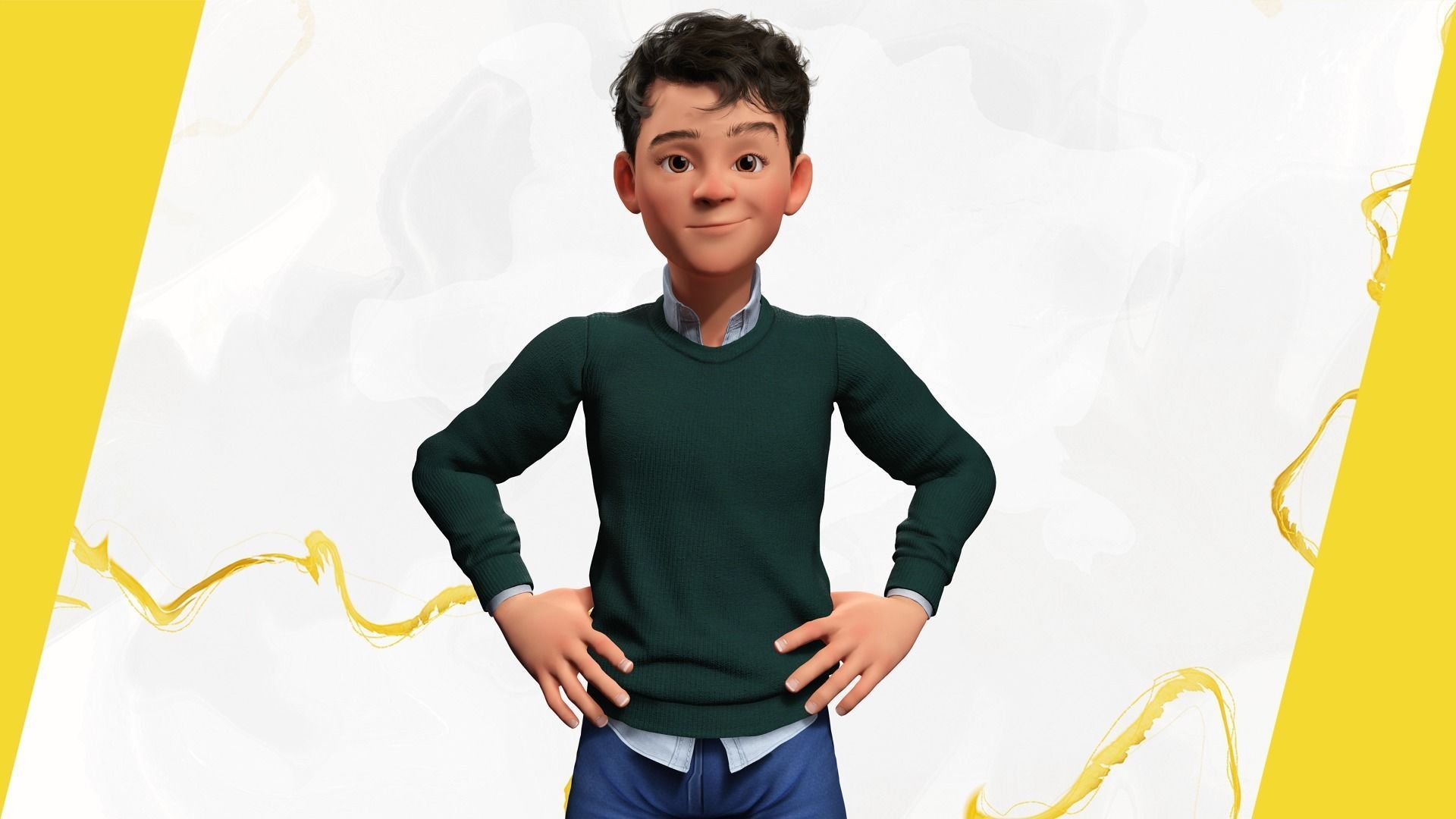 Boyfriend Cartoon Man Low-poly 3D model_11