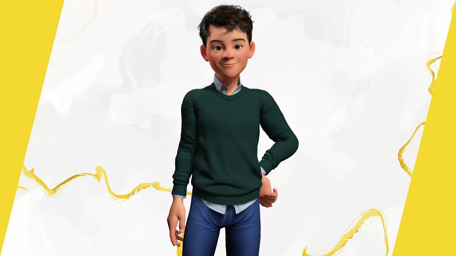 Boyfriend Cartoon Man Low-poly 3D model_9