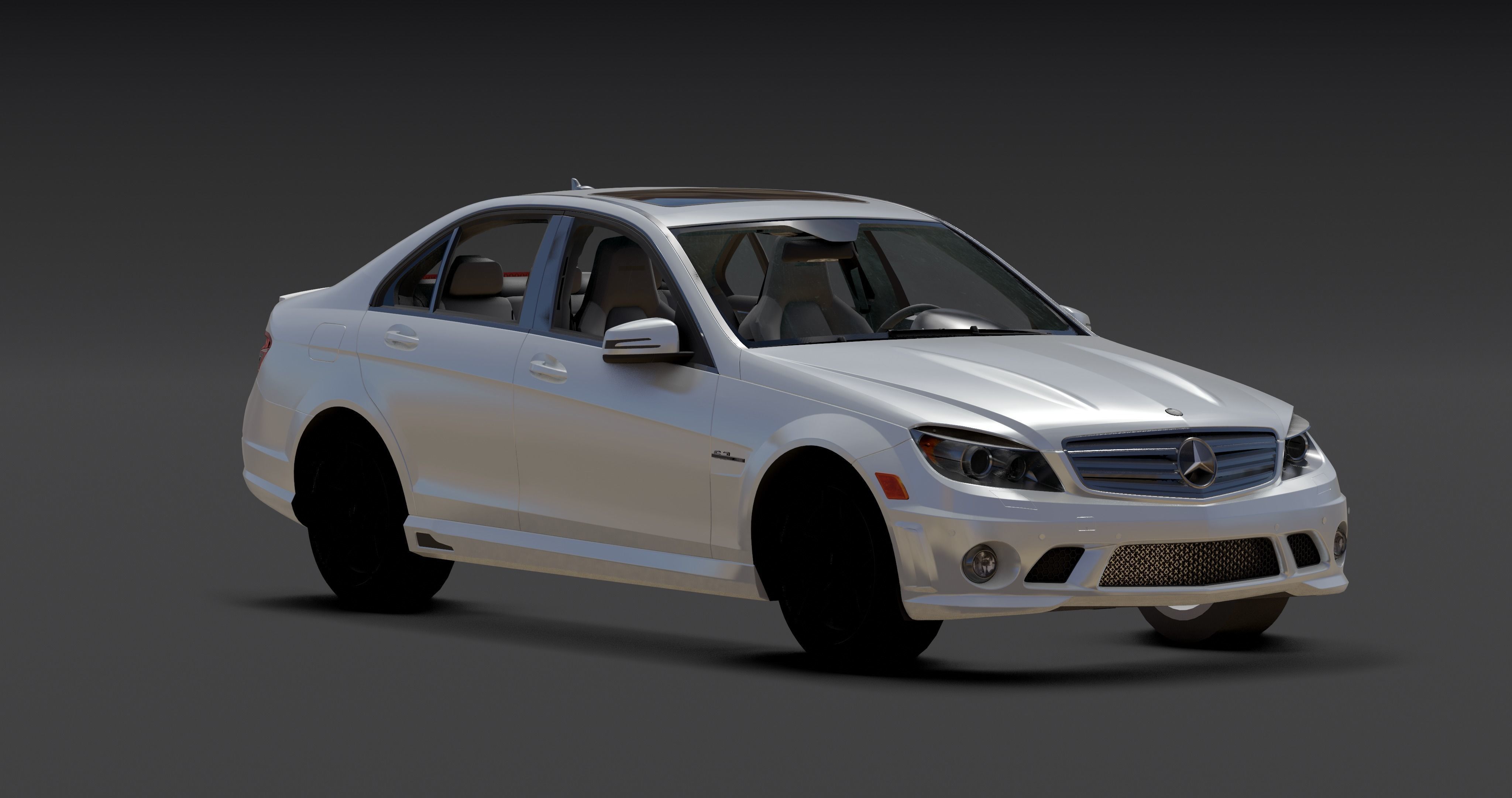Mercedes AMG C63 Low-poly 3D model_9