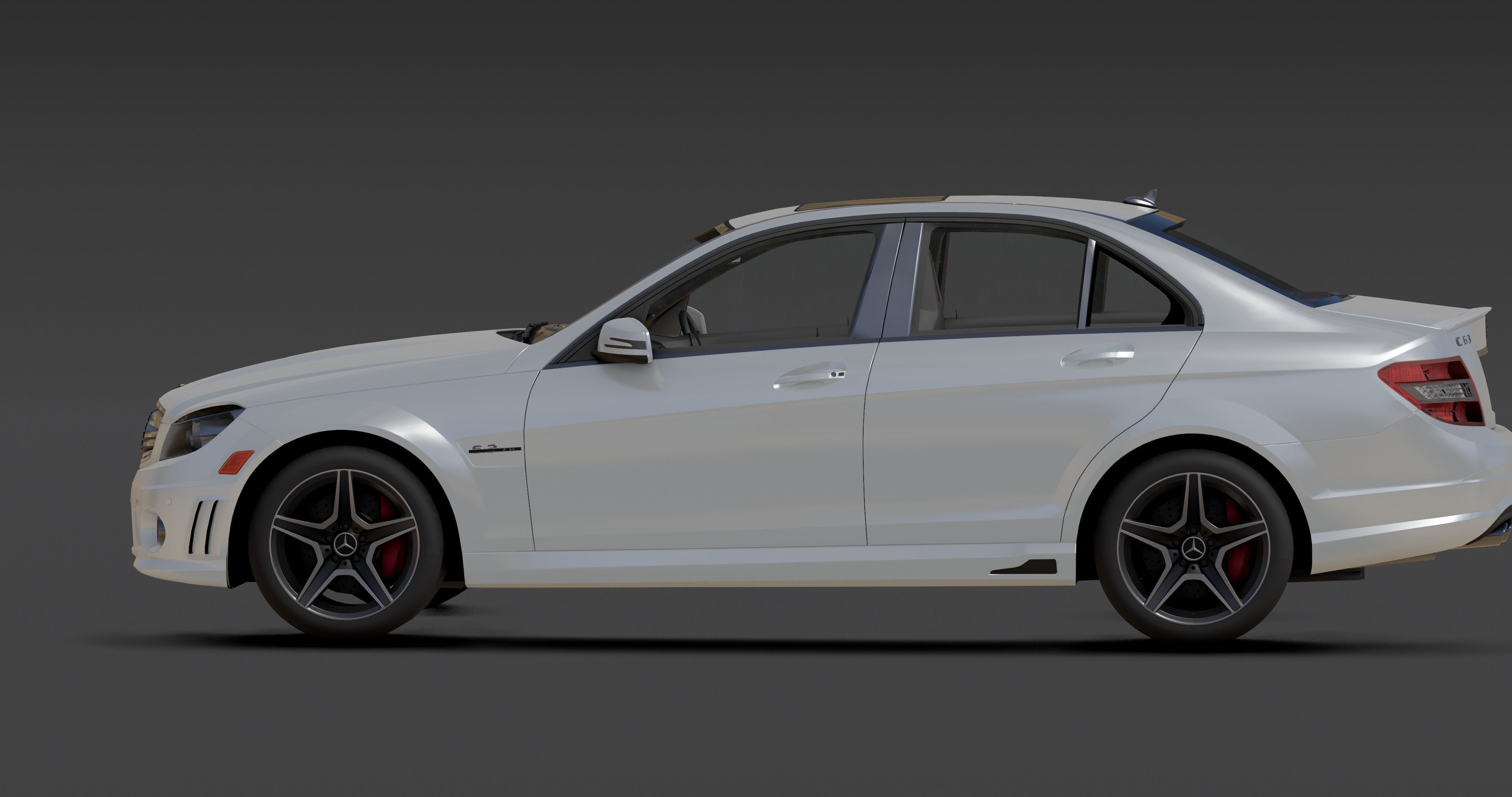 Mercedes AMG C63 Low-poly 3D model_3