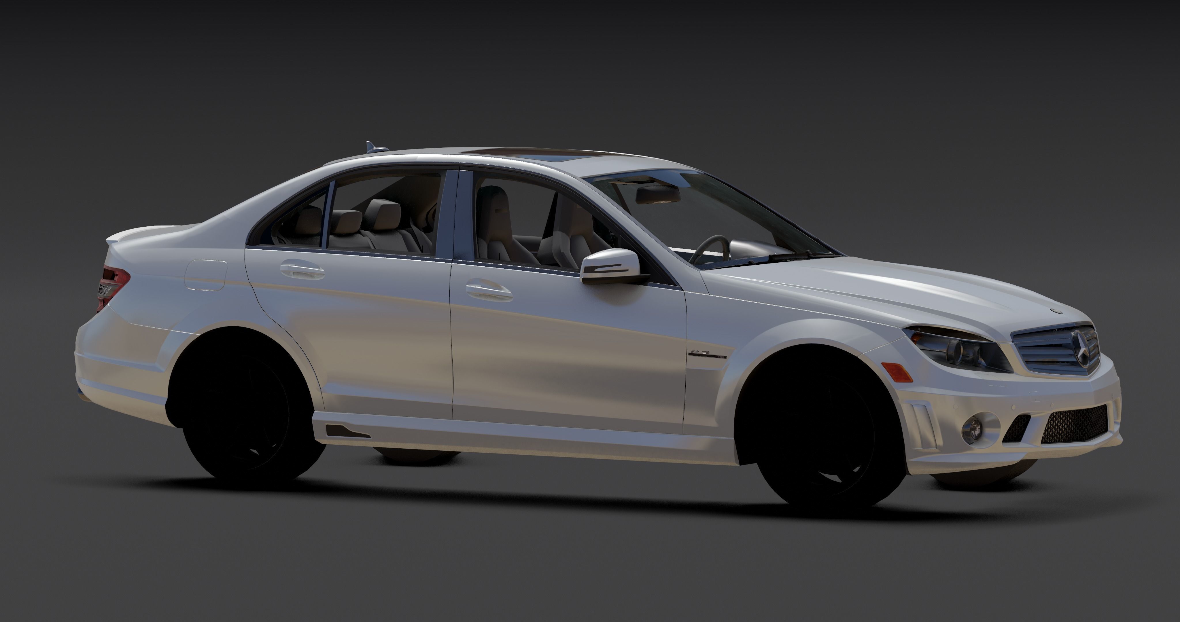 Mercedes AMG C63 Low-poly 3D model_7