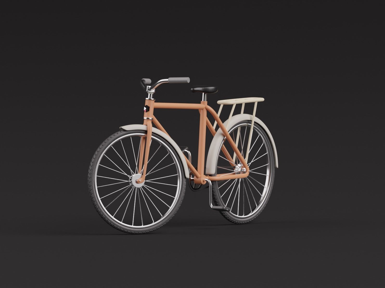 Stylized Cartoon rigged City Bicycle 3D model_2