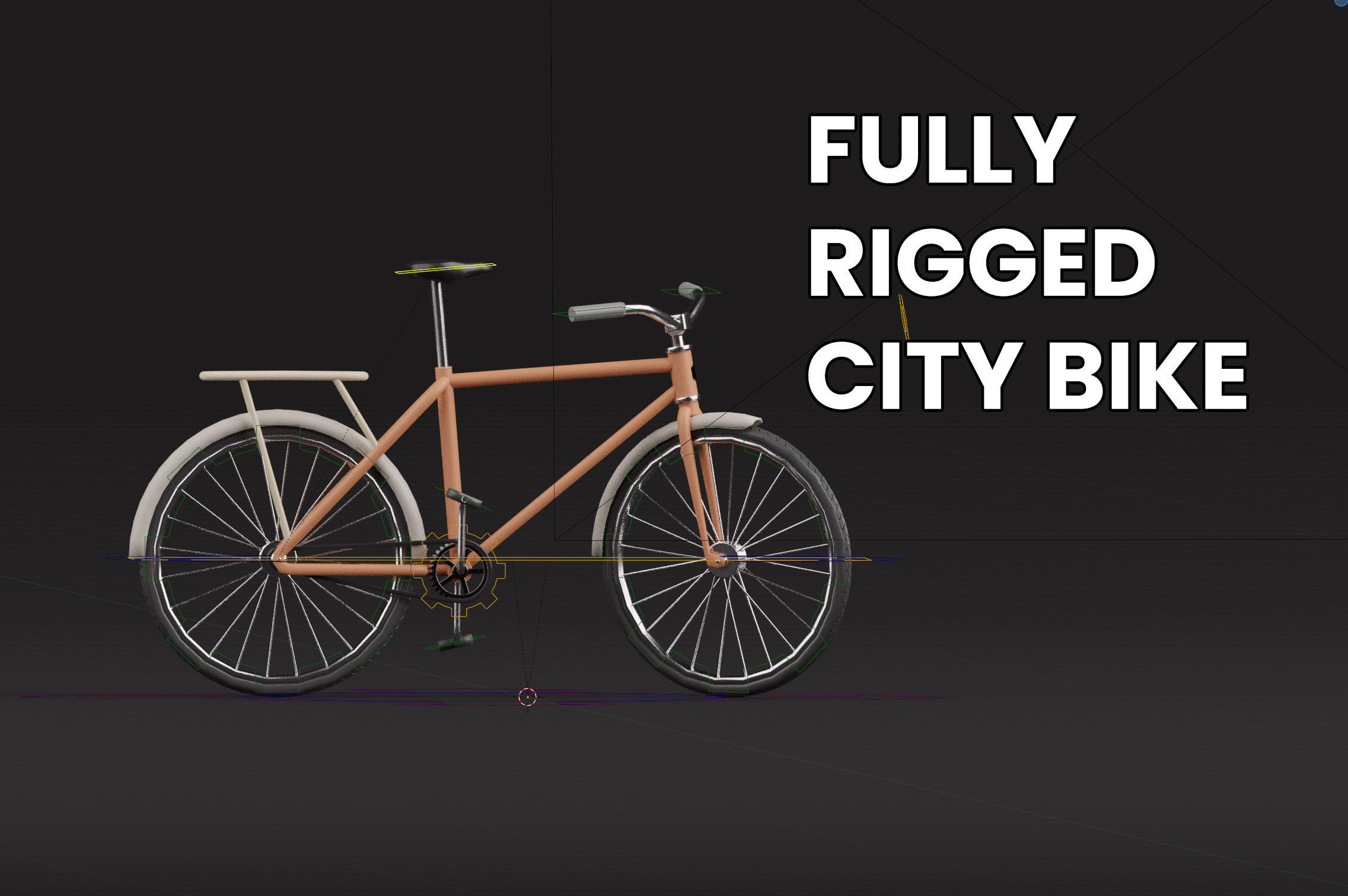 Stylized Cartoon rigged City Bicycle 3D model_8