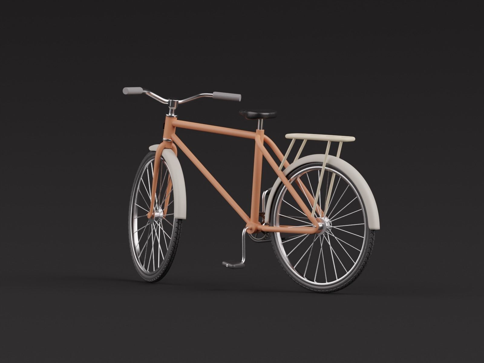 Stylized Cartoon rigged City Bicycle 3D model_4