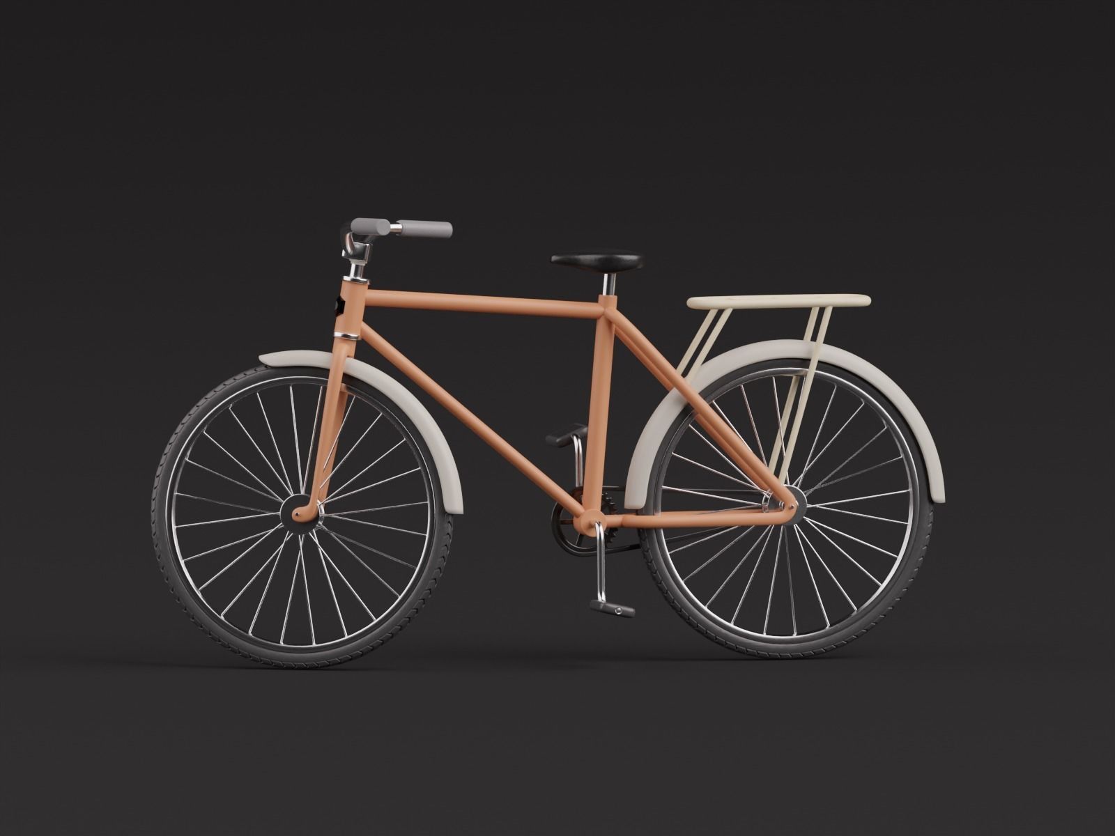 Stylized Cartoon rigged City Bicycle 3D model_3