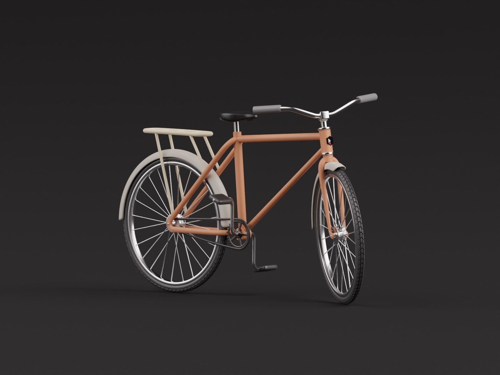 Stylized Cartoon rigged City Bicycle 3D model_1