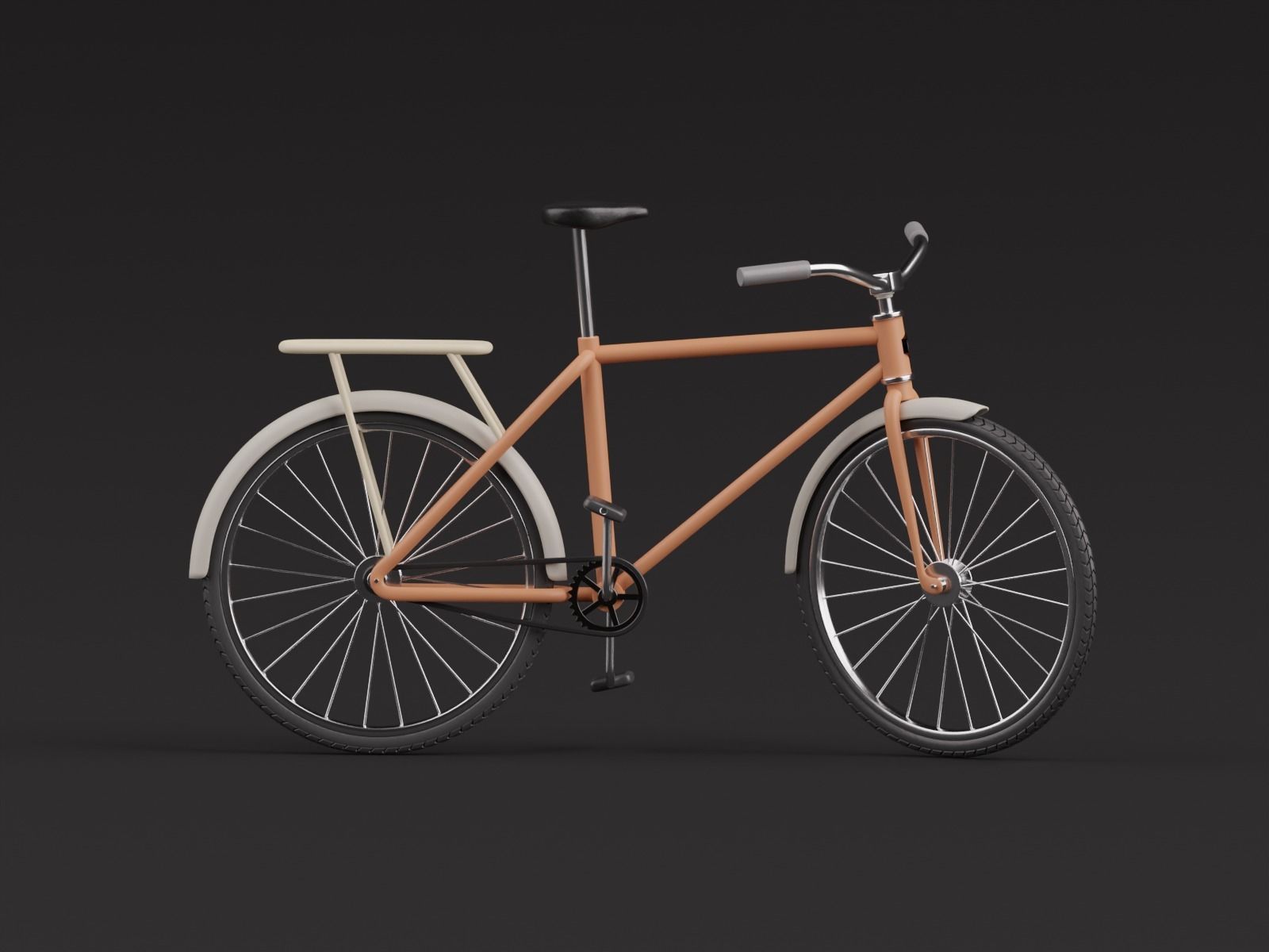 Stylized Cartoon rigged City Bicycle 3D model_6
