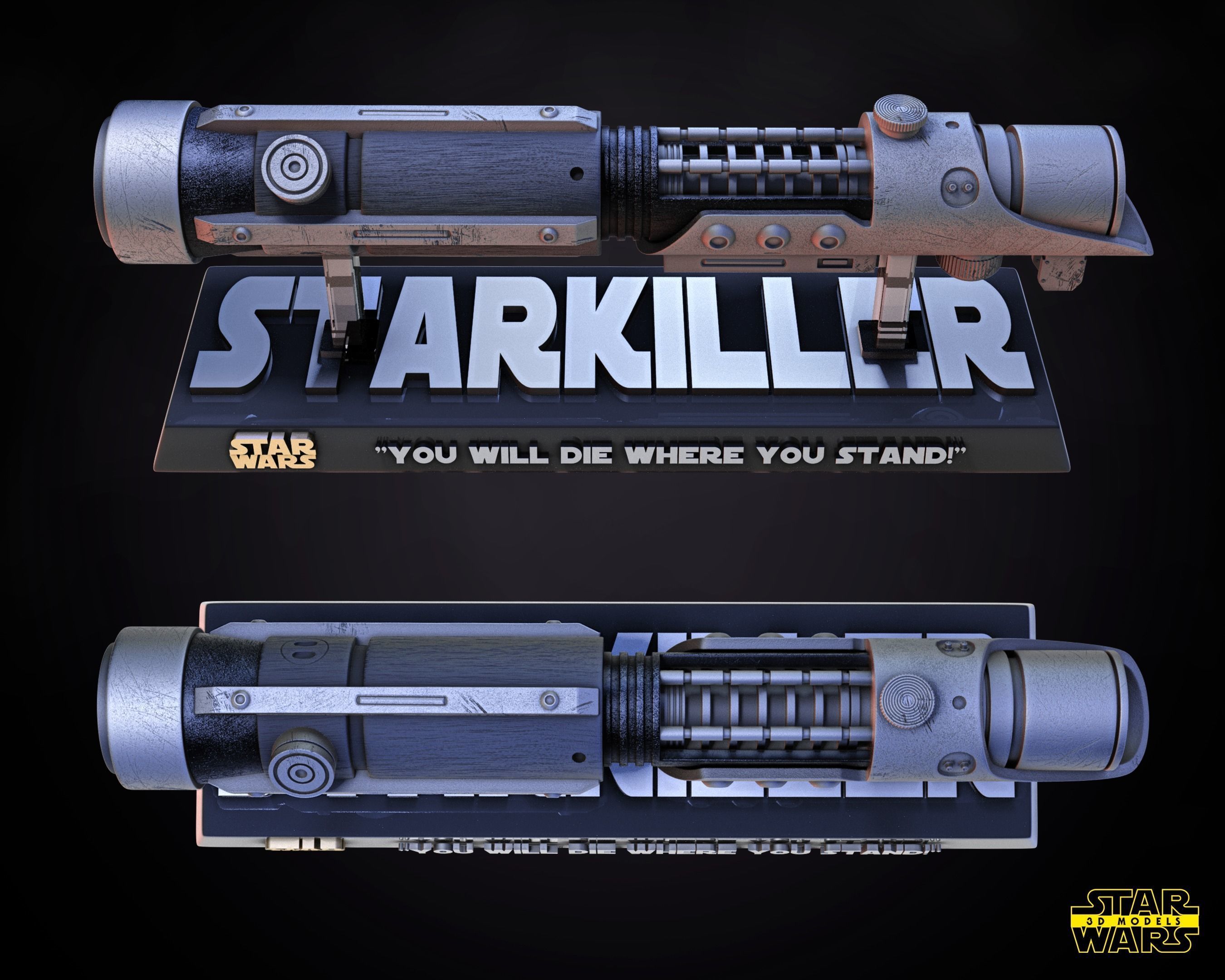 Starkiller Lightsaber Sculpture Tested for 3D printing 3D print model_6