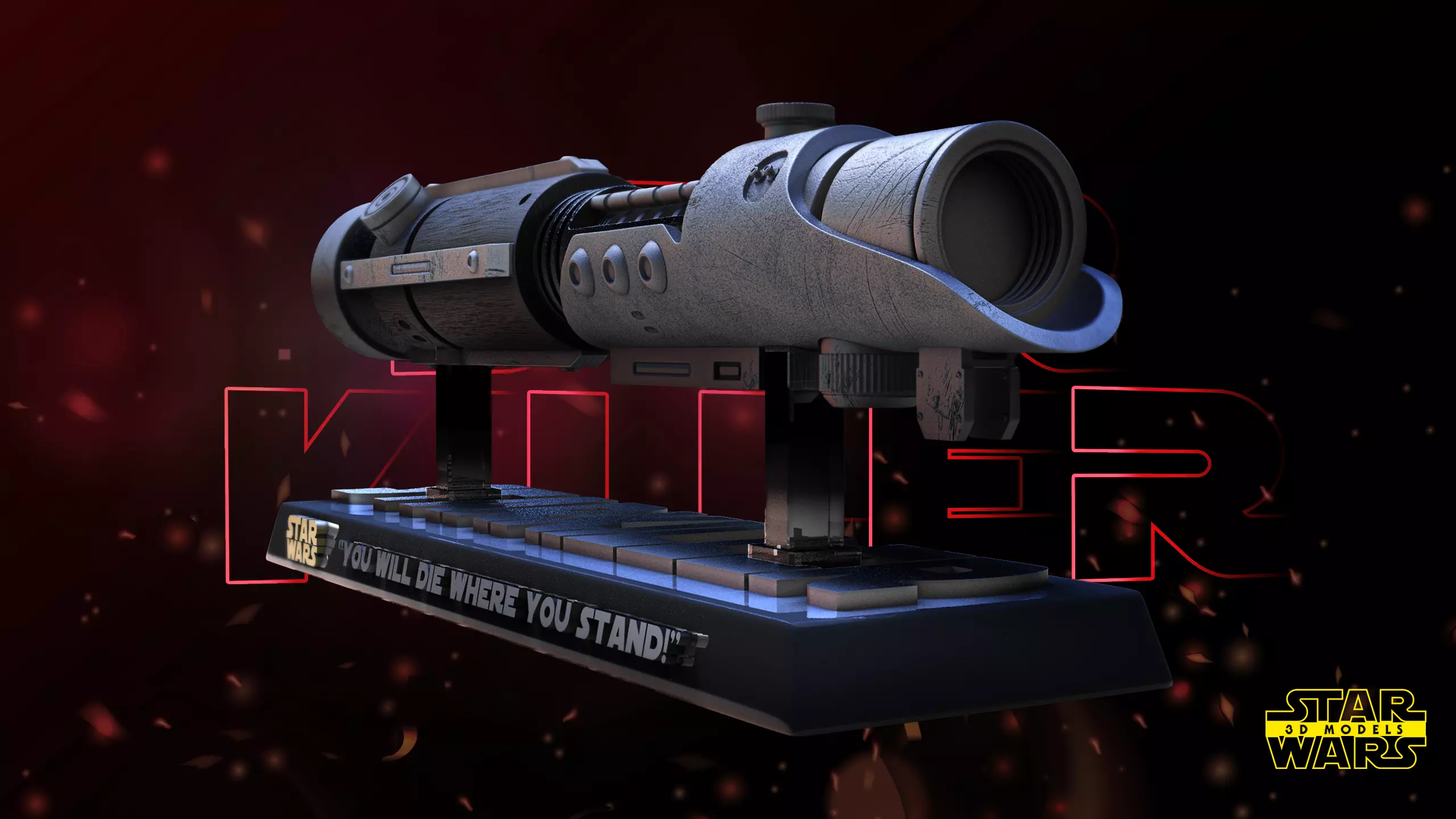 Starkiller Lightsaber Sculpture Tested for 3D printing 3D print model_0