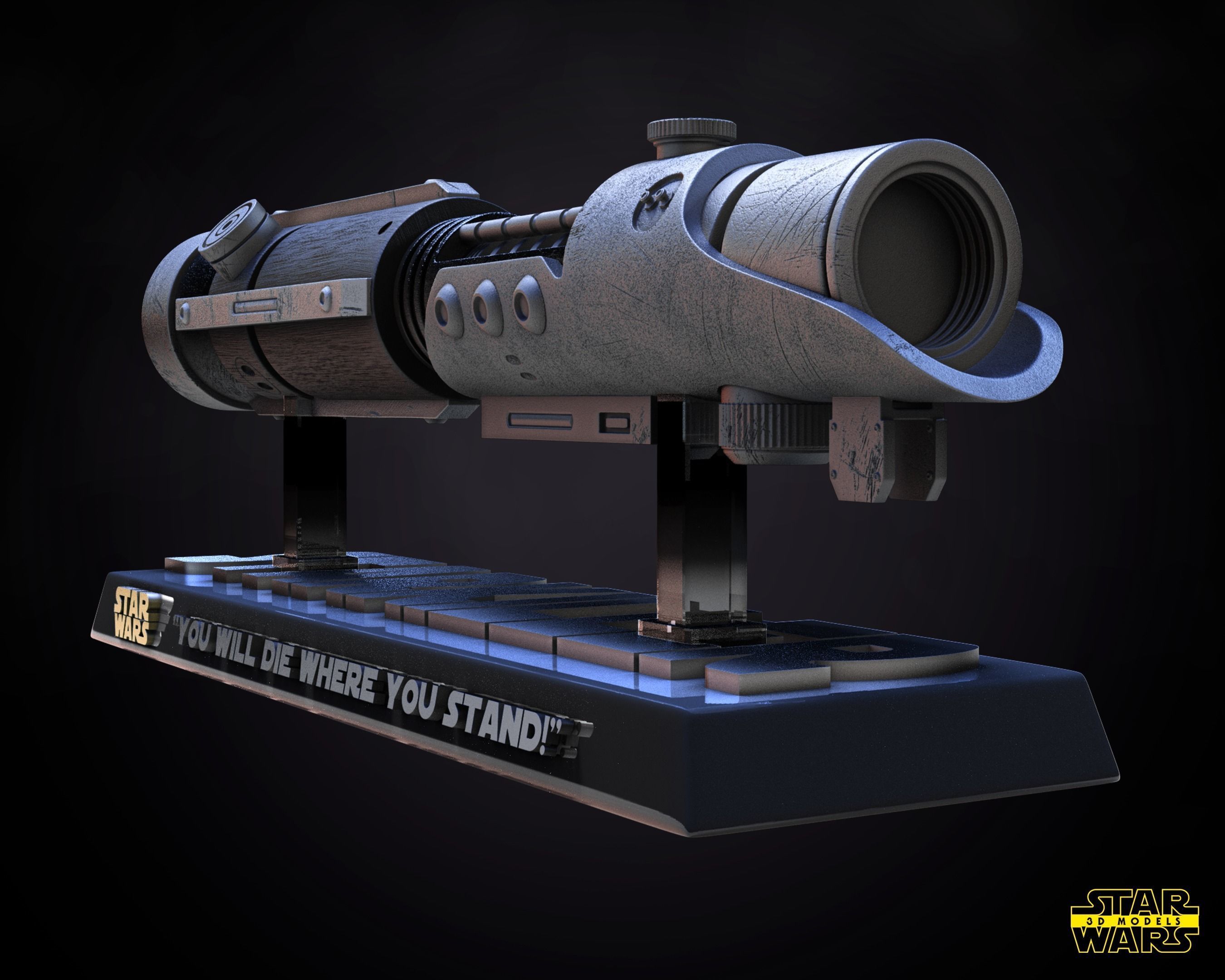 Starkiller Lightsaber Sculpture Tested for 3D printing 3D print model_3