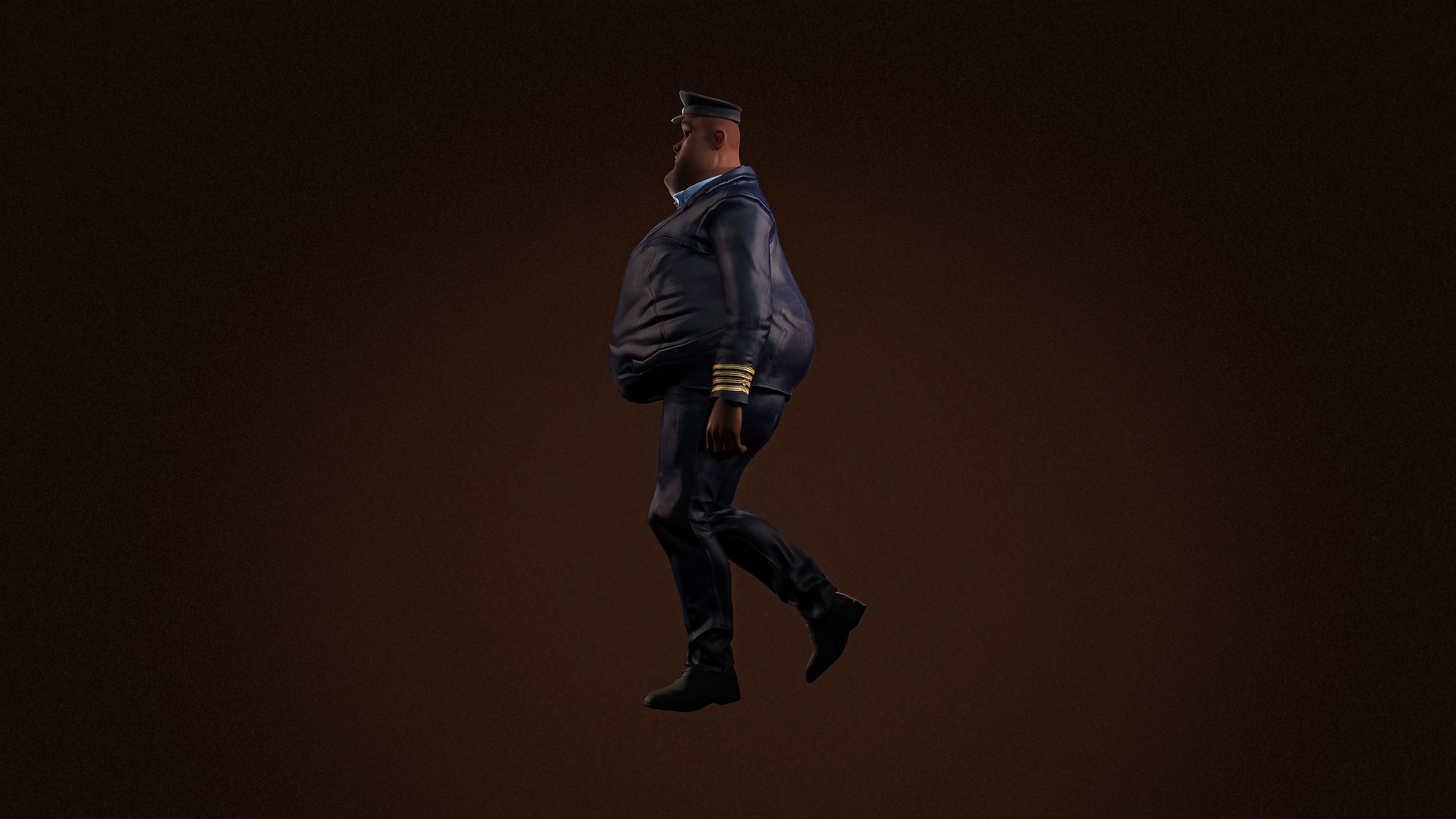 High Quality Pilot Fat Cartoon Man Low-poly 3D model_3