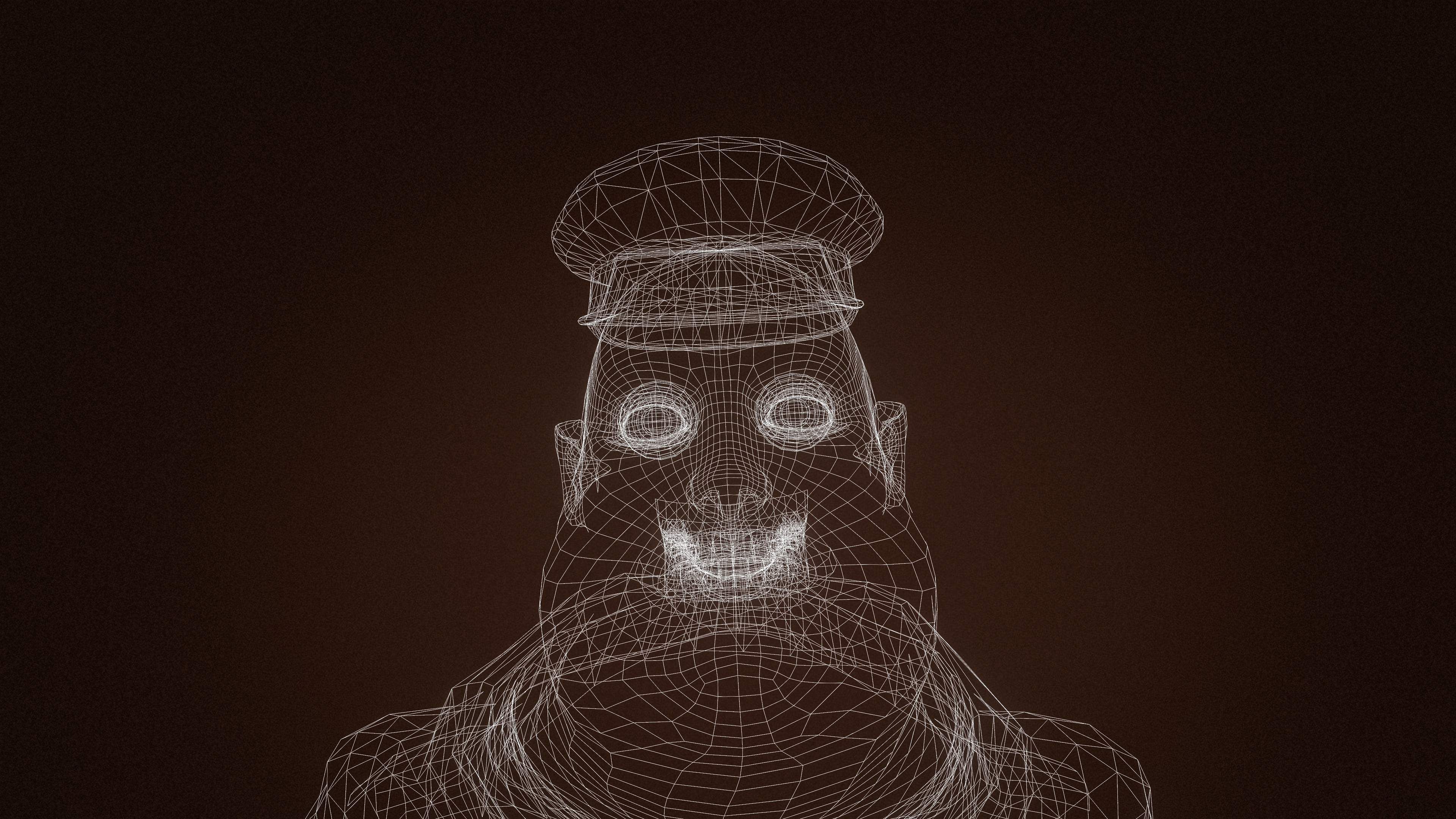 High Quality Pilot Fat Cartoon Man Low-poly 3D model_17