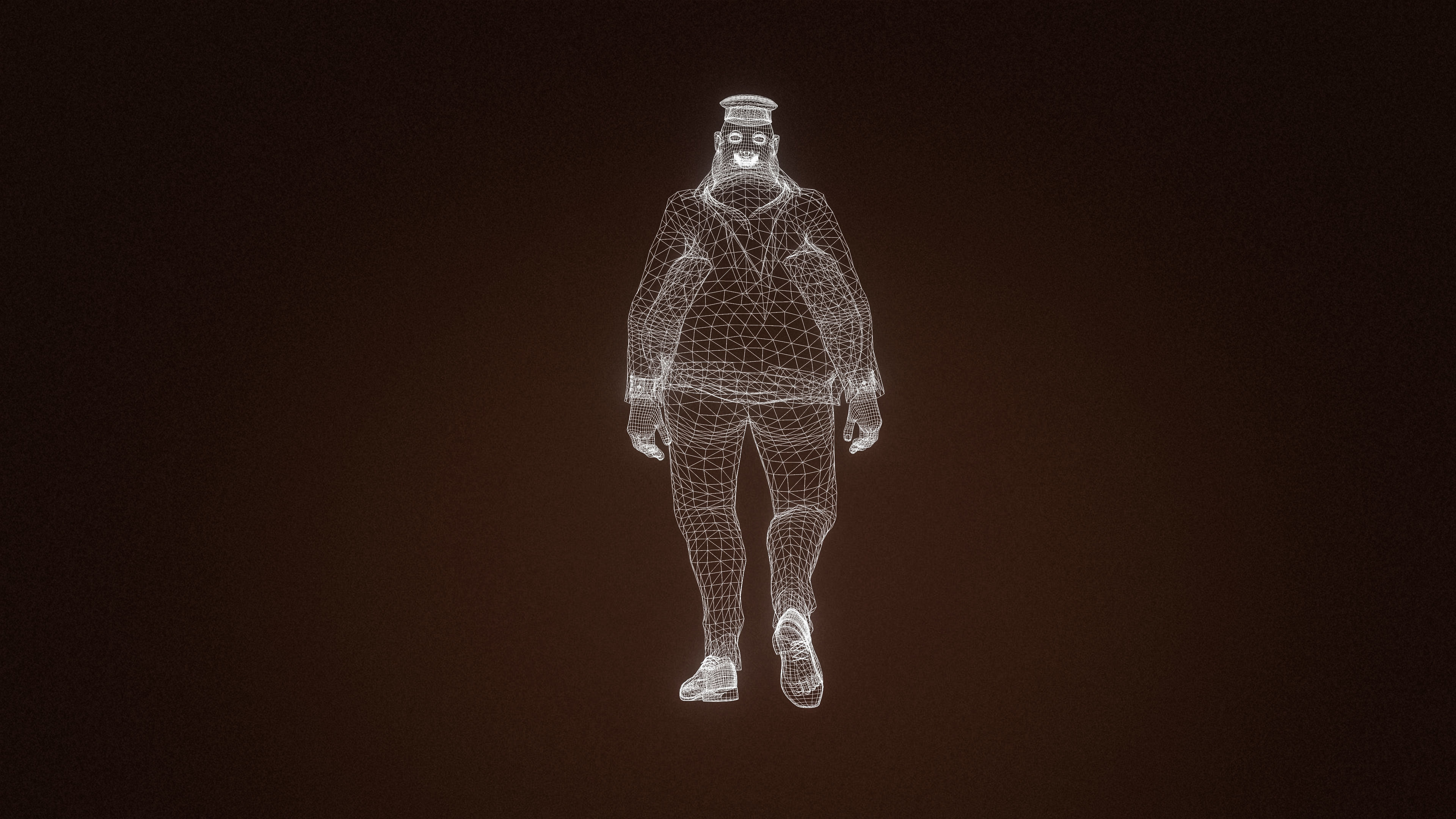 High Quality Pilot Fat Cartoon Man Low-poly 3D model_15