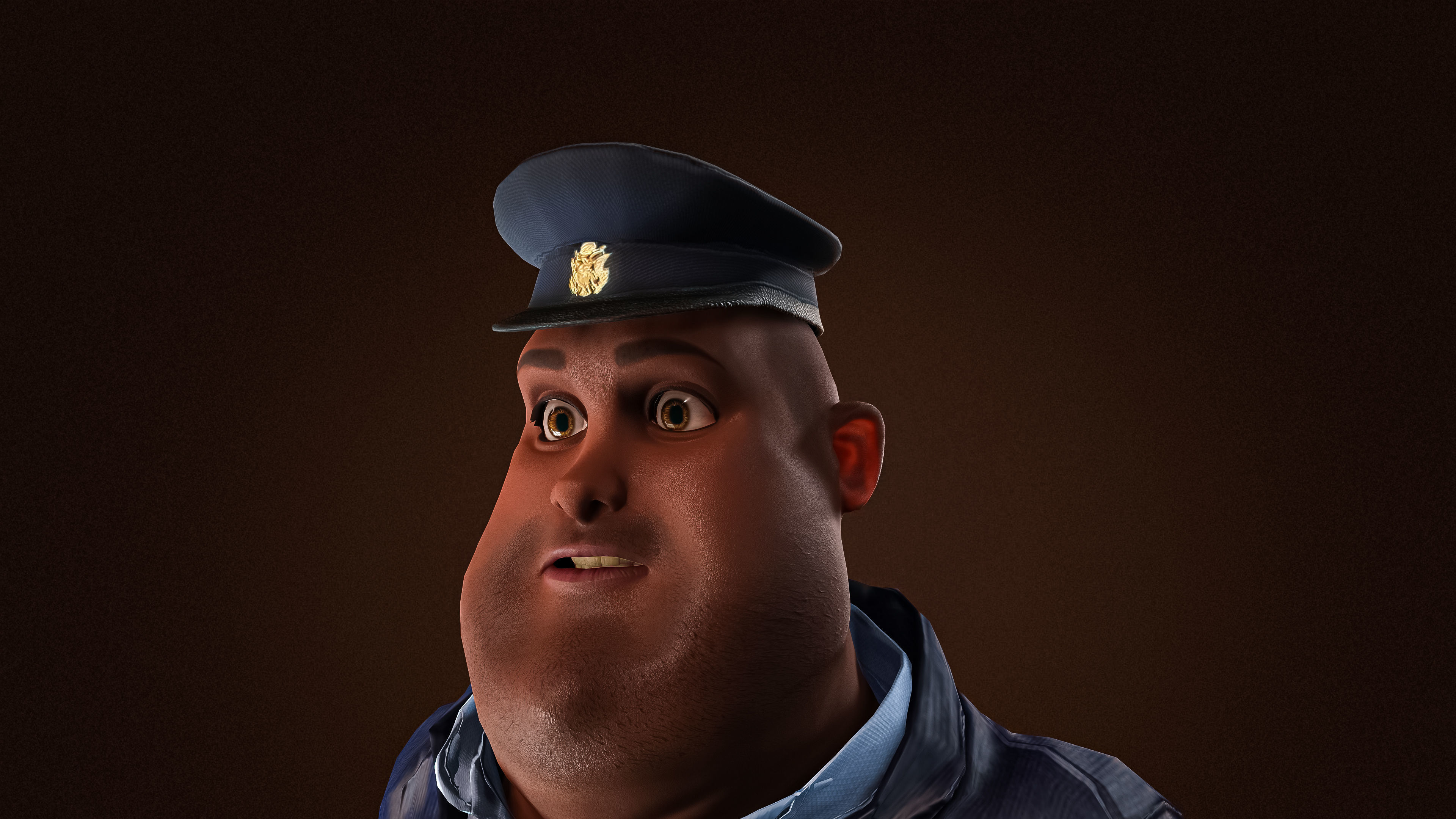 High Quality Pilot Fat Cartoon Man Low-poly 3D model_7