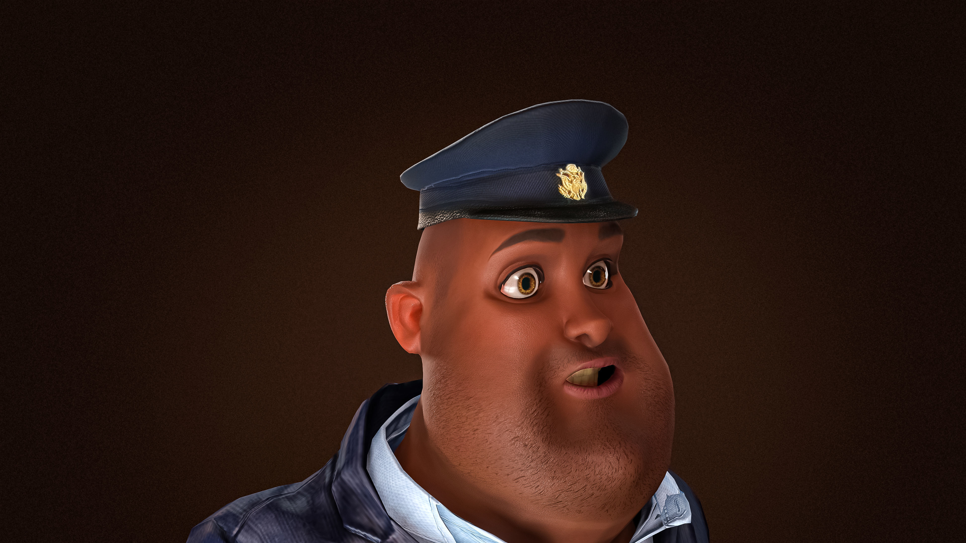 High Quality Pilot Fat Cartoon Man Low-poly 3D model_8