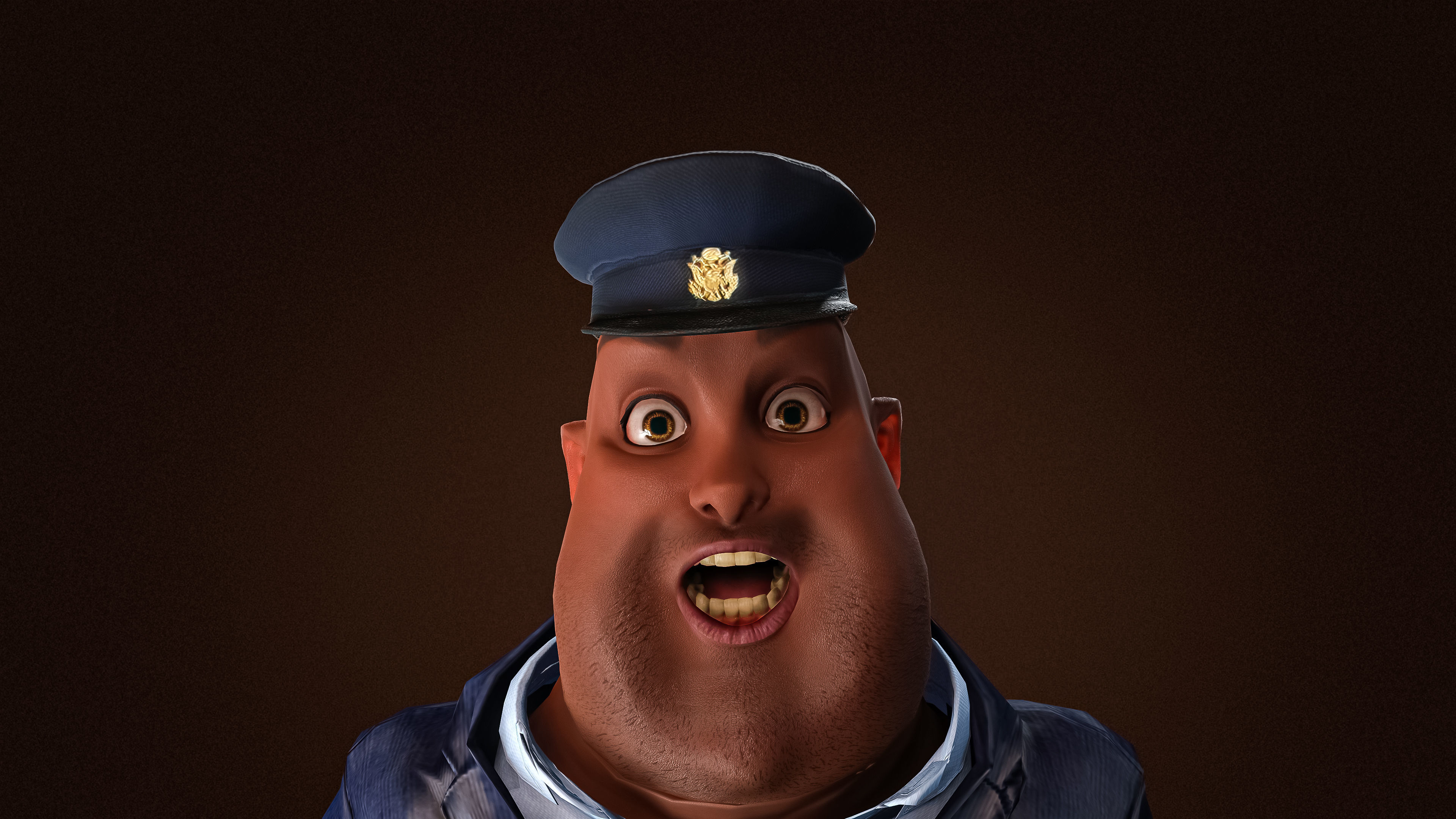 High Quality Pilot Fat Cartoon Man Low-poly 3D model_11