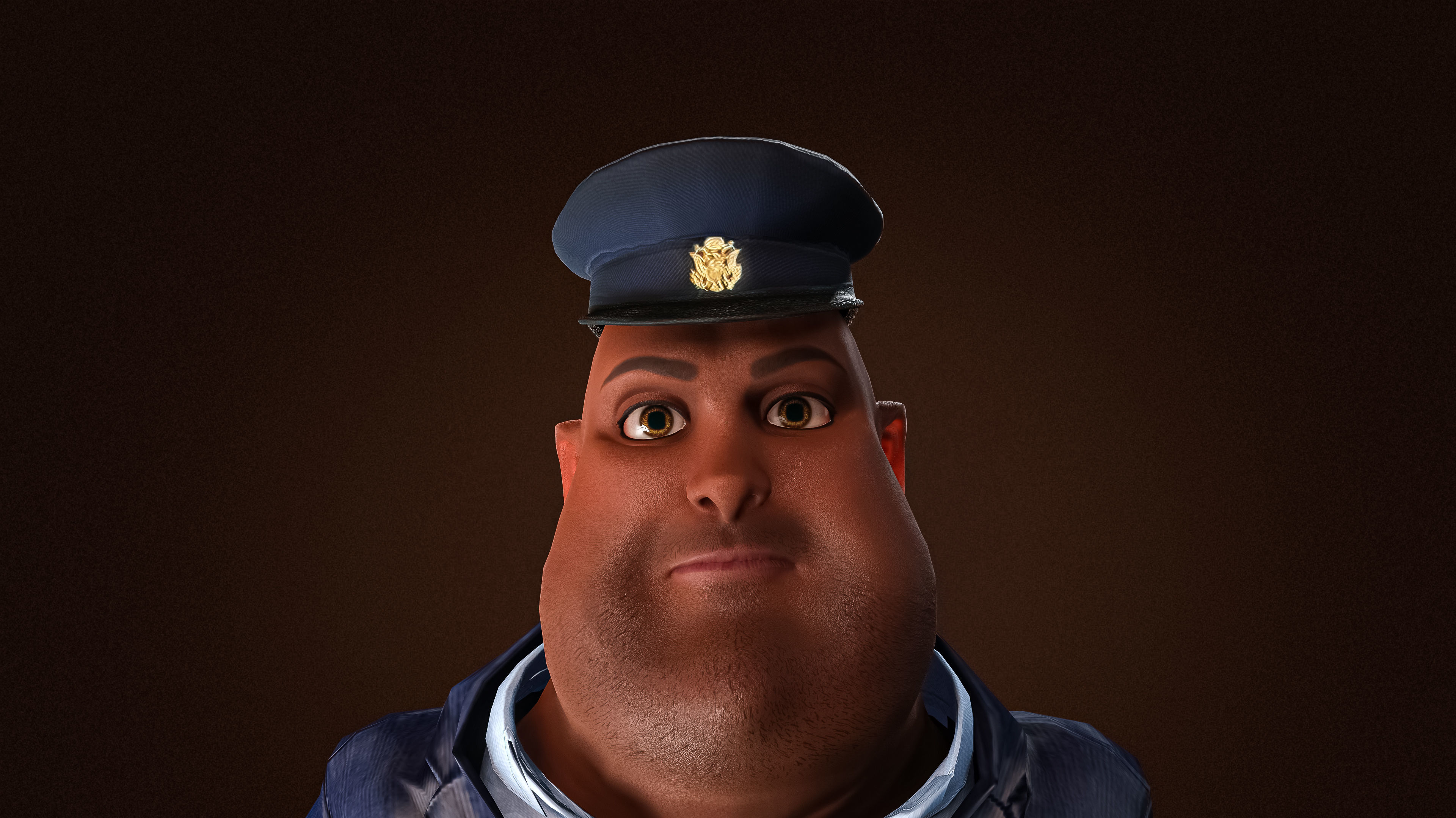 High Quality Pilot Fat Cartoon Man Low-poly 3D model_6