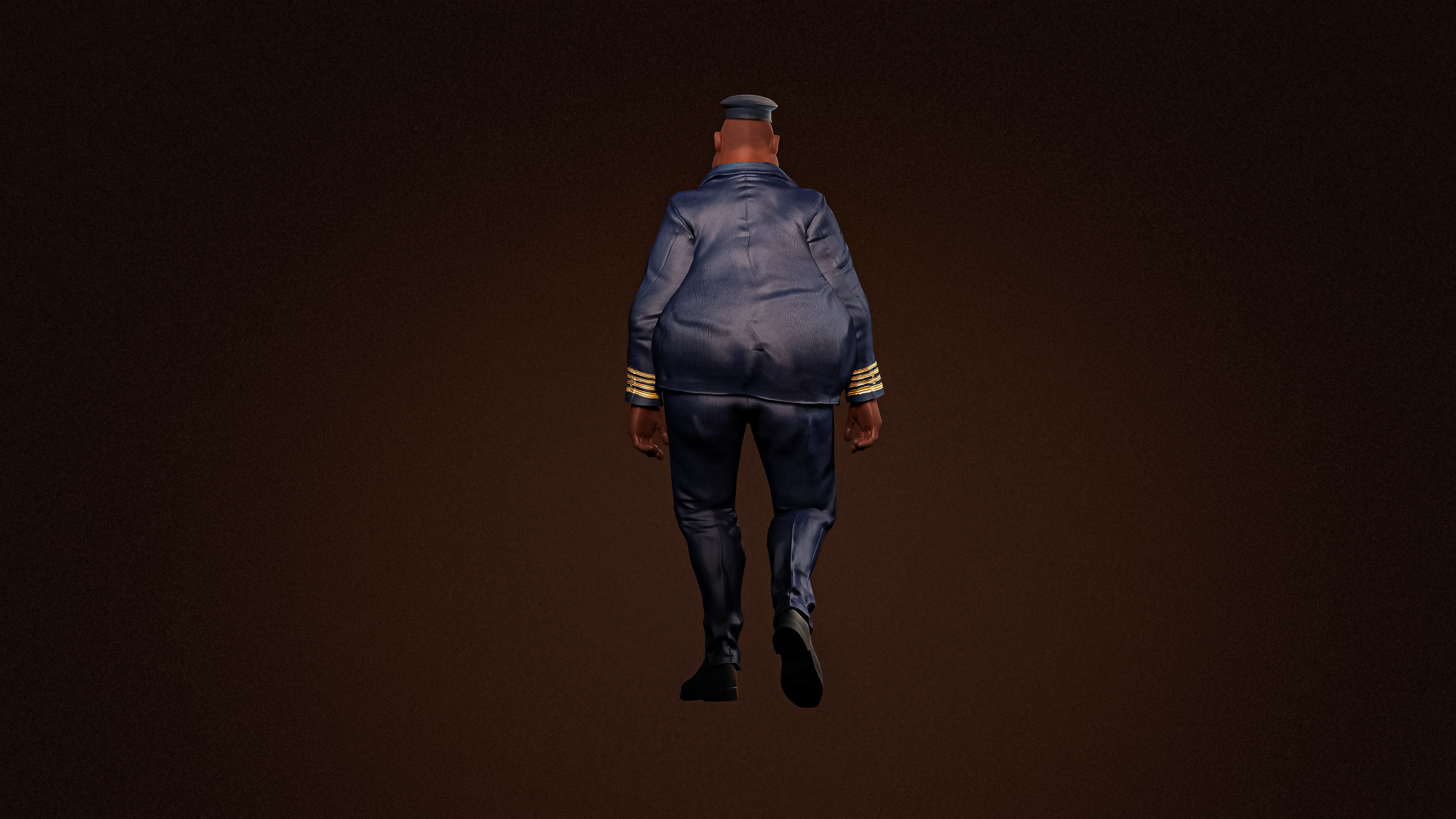 High Quality Pilot Fat Cartoon Man Low-poly 3D model_4