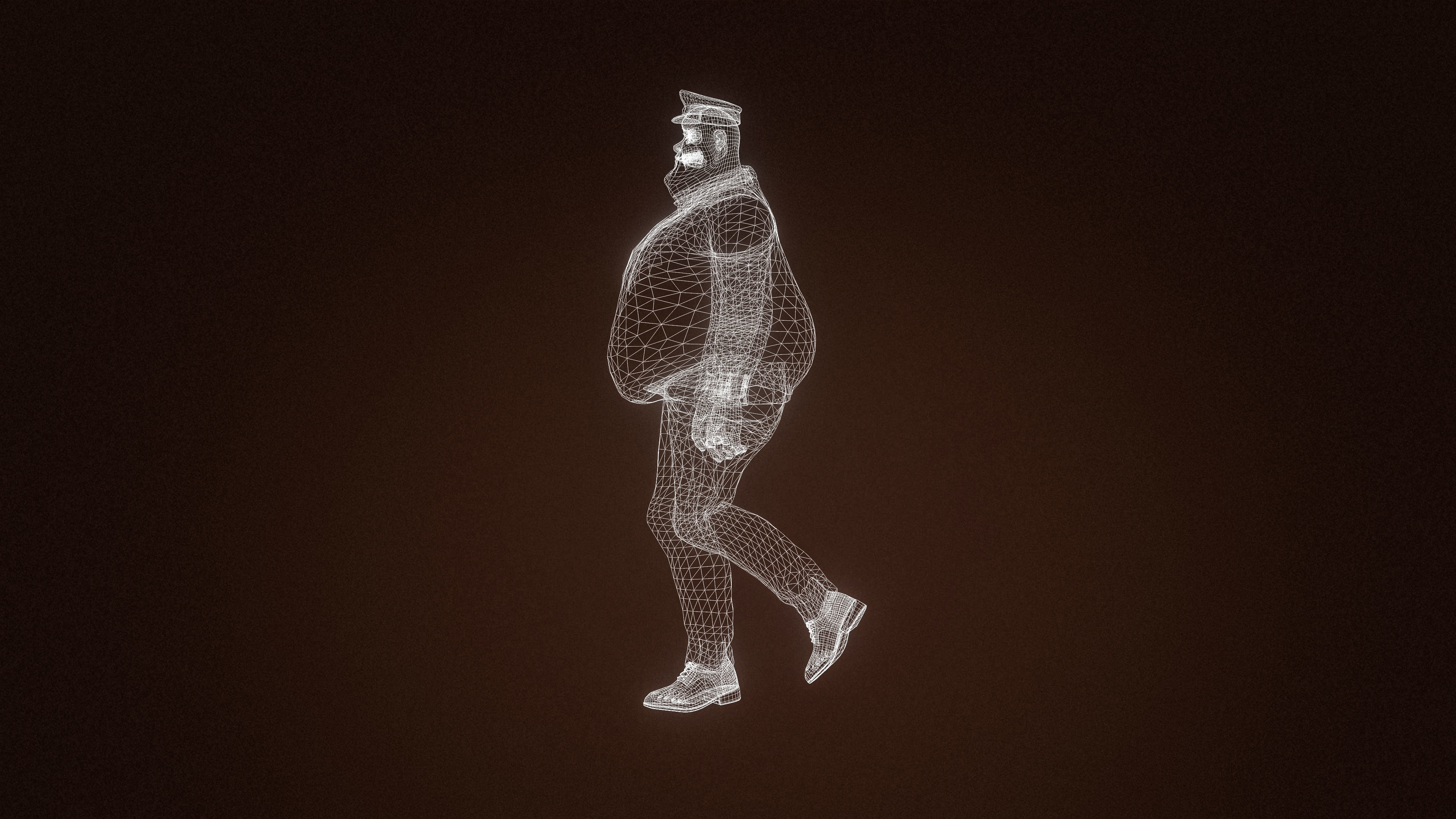 High Quality Pilot Fat Cartoon Man Low-poly 3D model_14