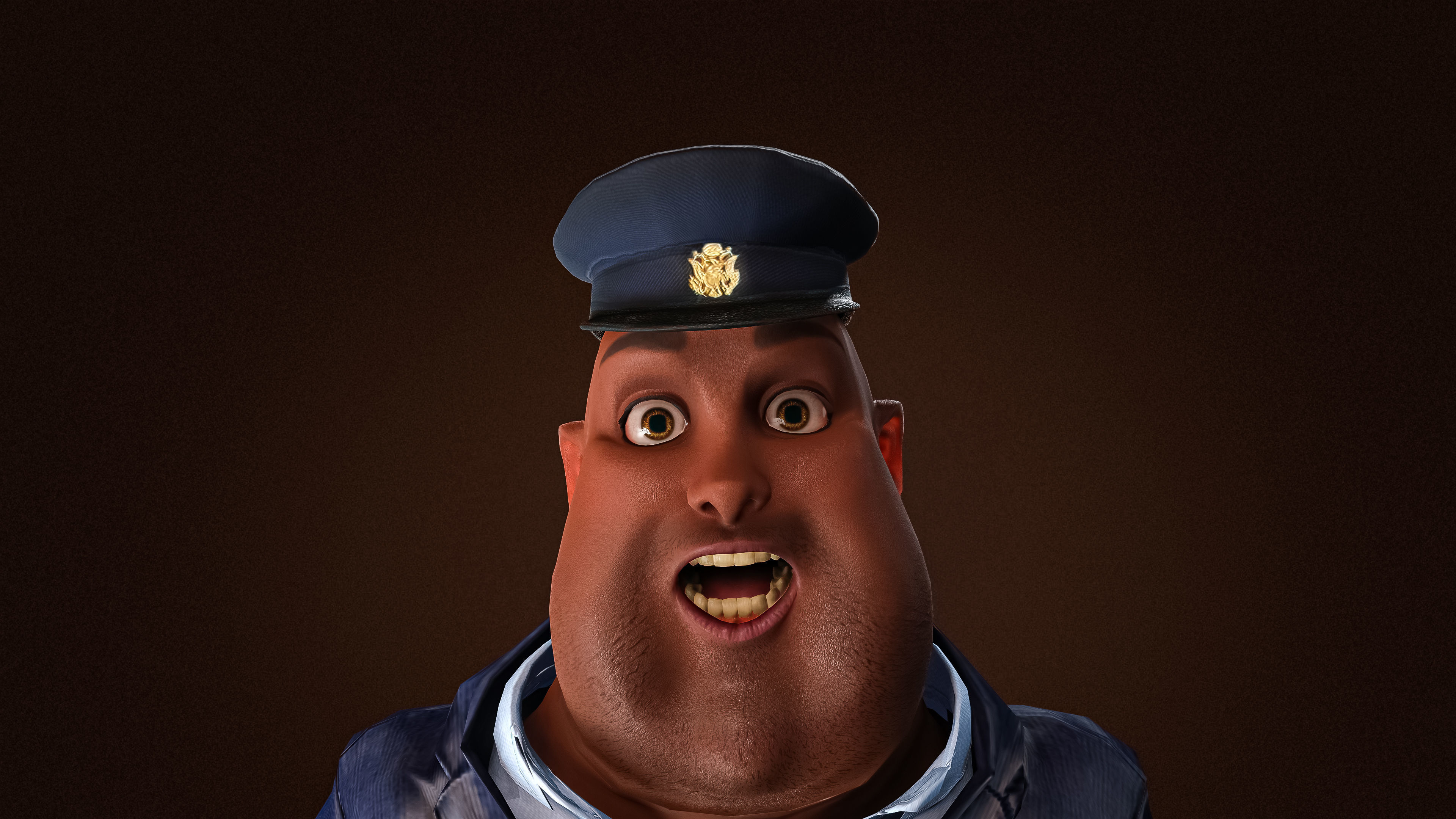 High Quality Pilot Fat Cartoon Man Low-poly 3D model_9