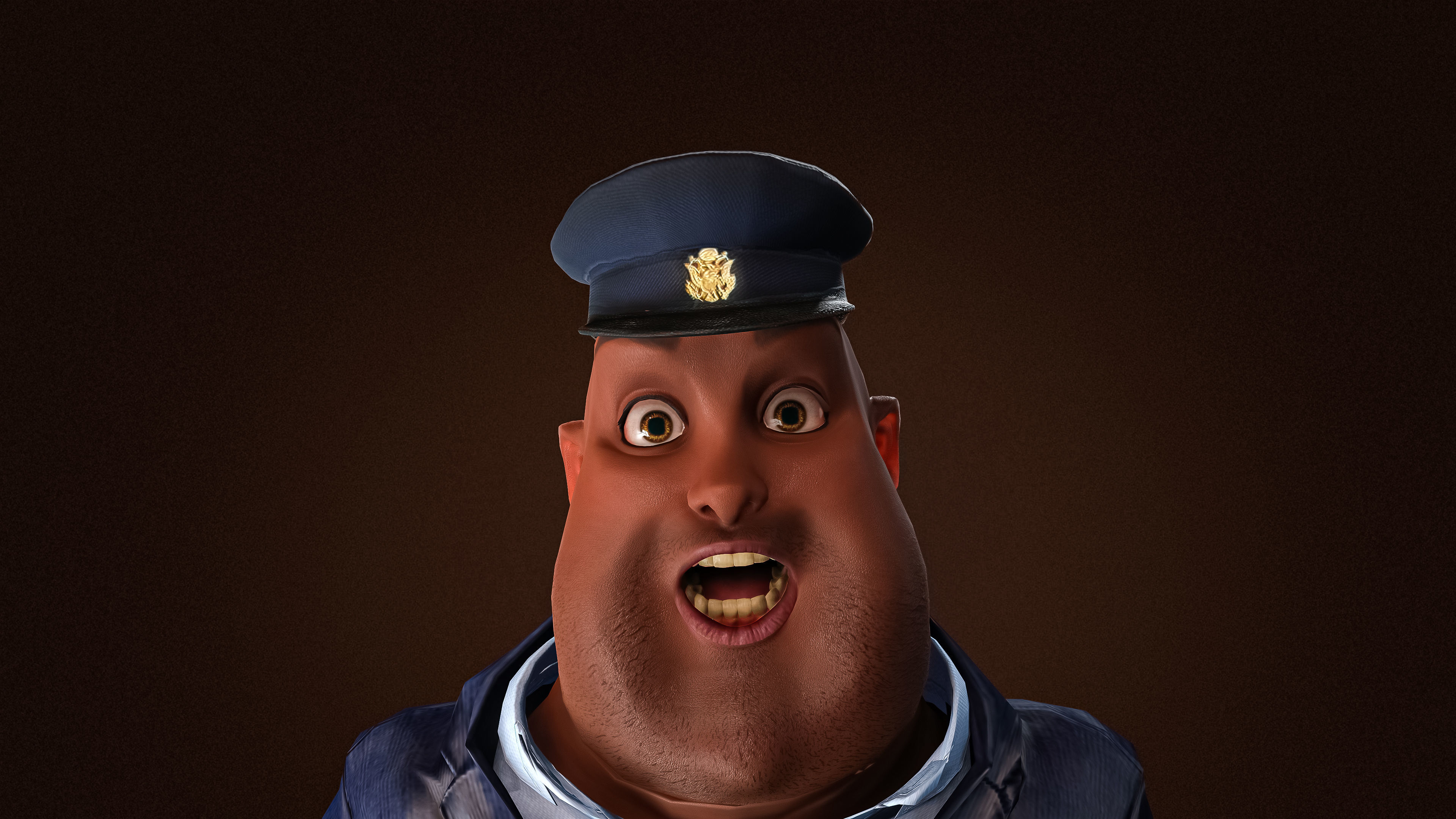 High Quality Pilot Fat Cartoon Man Low-poly 3D model_12