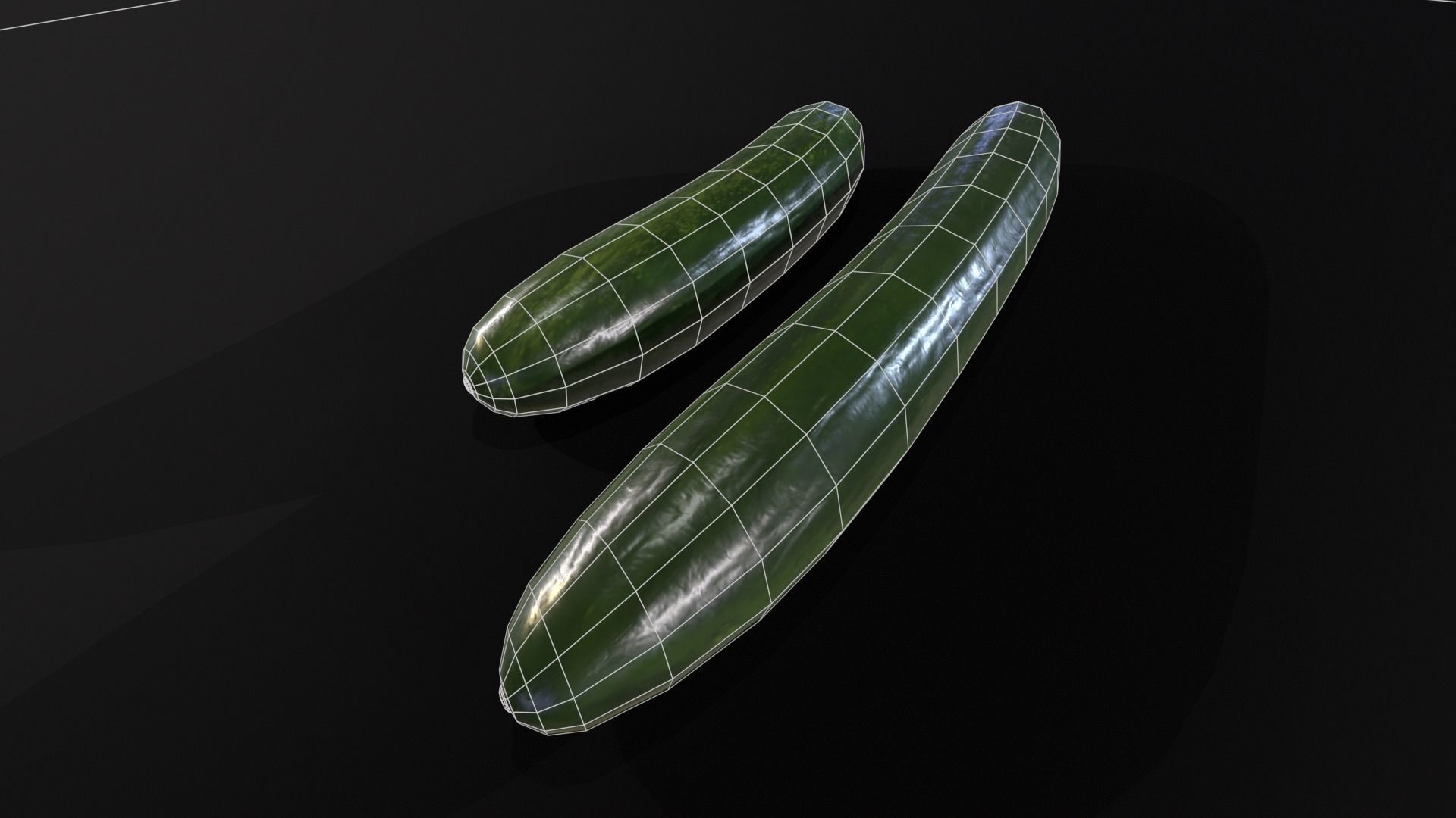 Cucumbers Low-poly 3D model_9