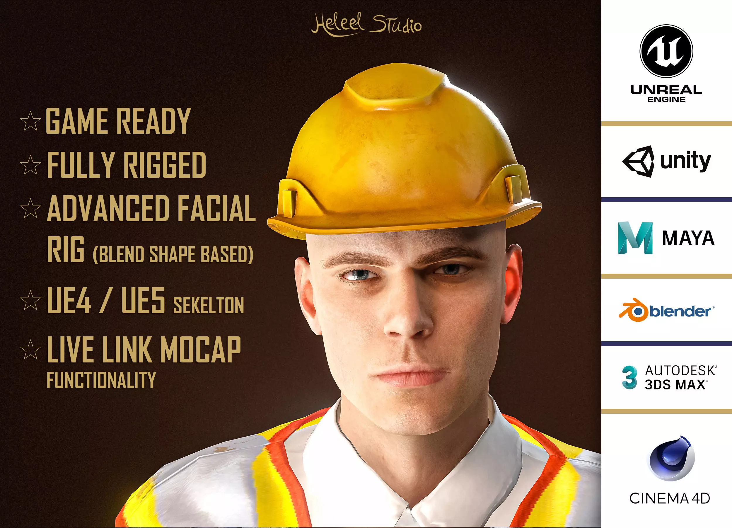 High Quality Male Engineer Low-poly 3D model_0