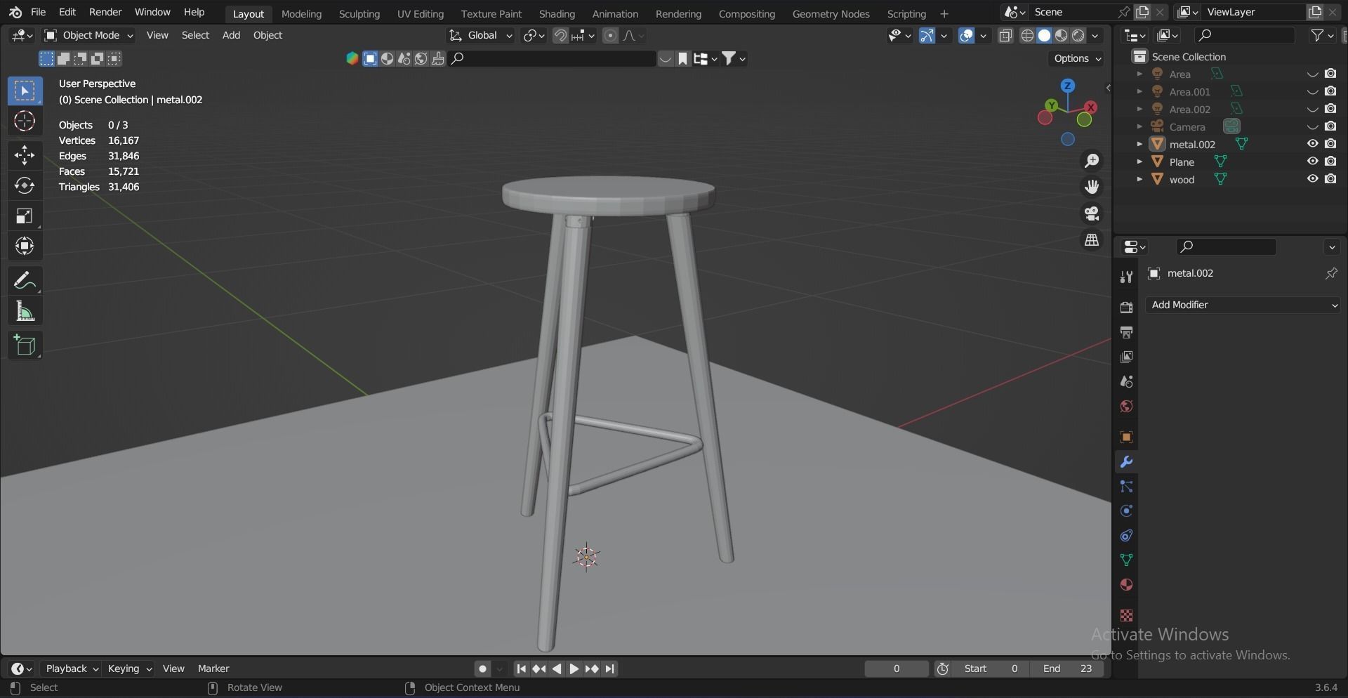 Bar Stool for Kitchen 3D model_32